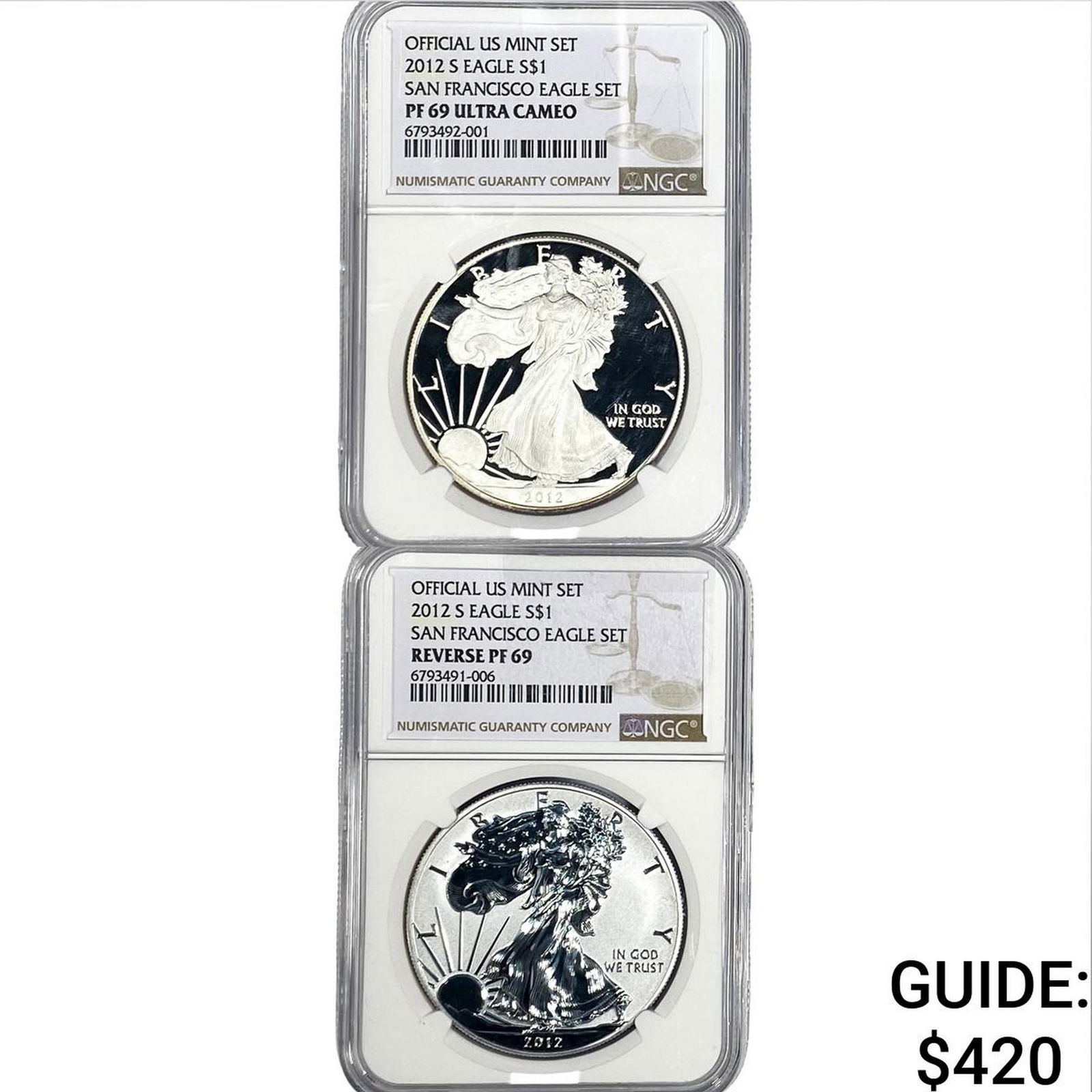 [2 Coins] 2012-S Silver Eagle NGC RP69/PF69UC (1 of 5)
