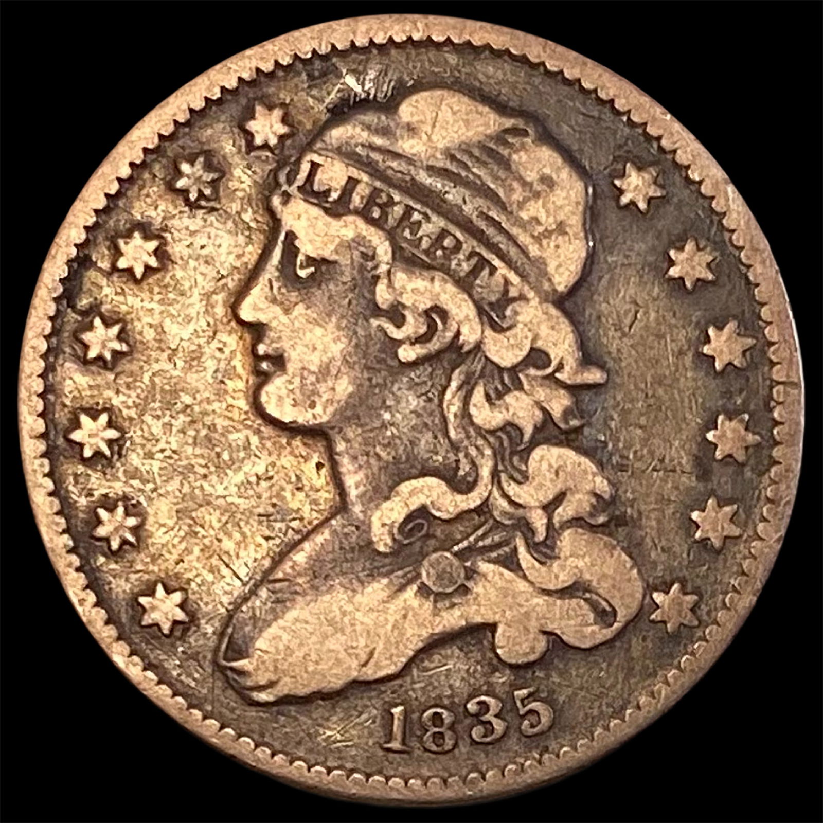 1835 Capped Bust Silver Quarter LIGHTLY  CIRCULATED (1 of 2)