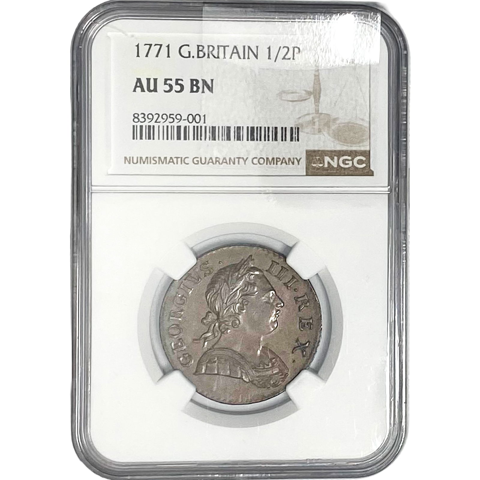 1771 Great Britain 1/2 Penny NGC AU55 BN (1 of 2)