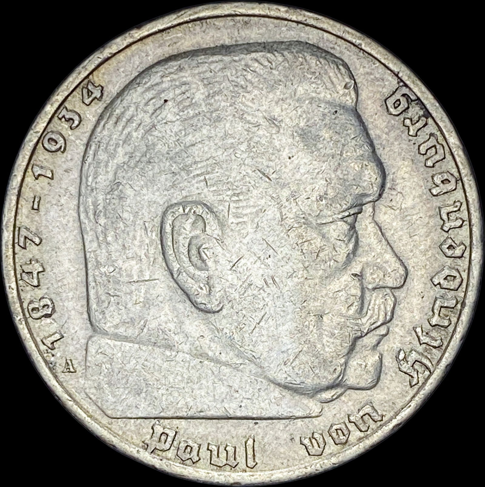 1936-A Germany Silver 5 Reichsmark CLOSELY UNCIRCULATED (1 of 2)