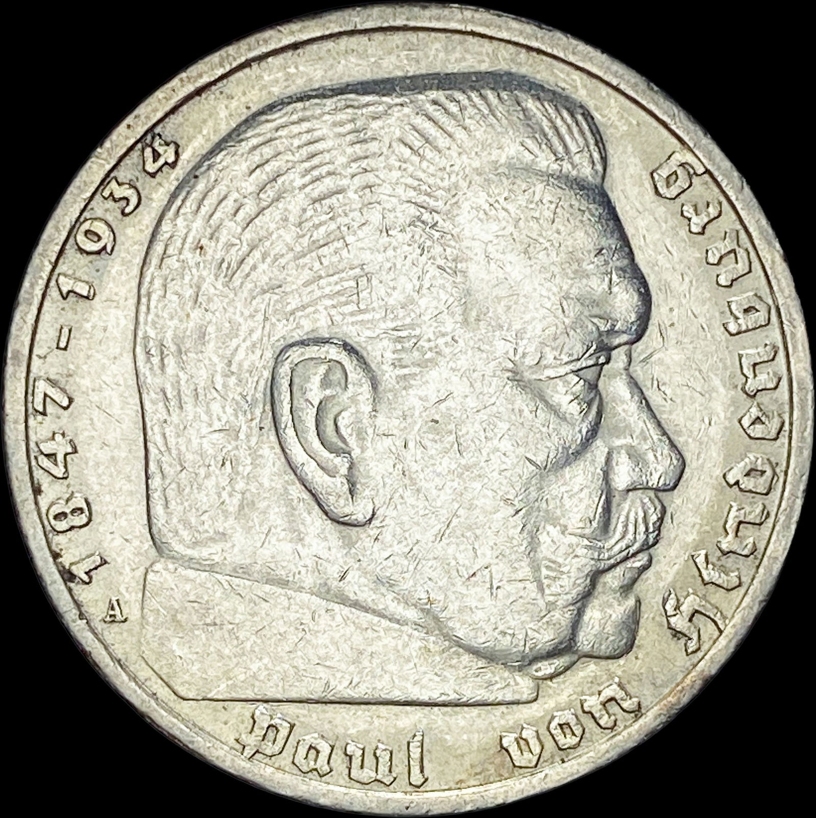 1938-A Germany Silver 5 Reichsmark CLOSELY UNCIRCULATED (1 of 2)