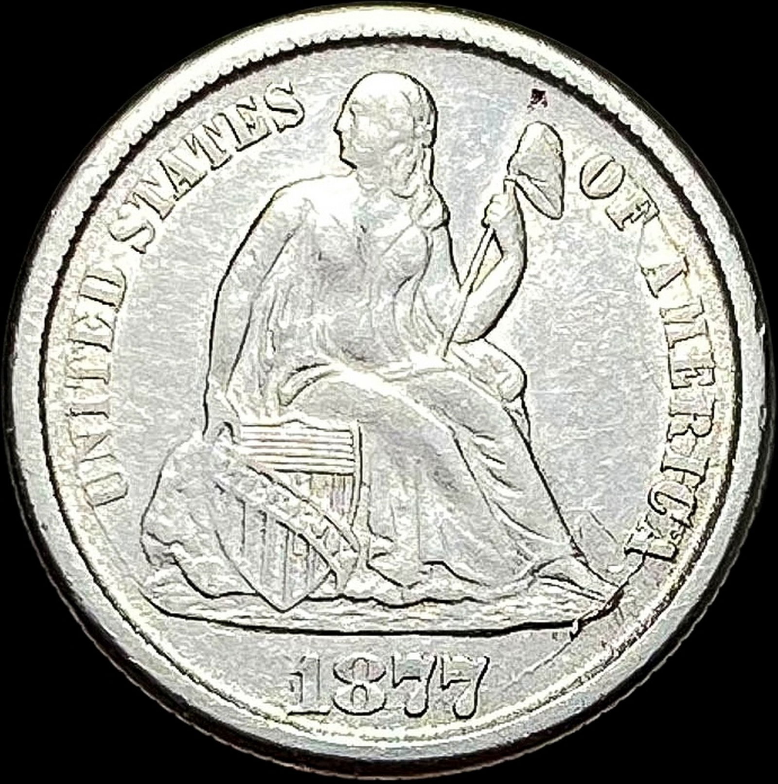 1877-CC Silver Dime CLOSELY UNCIRCULATED (1 of 2)