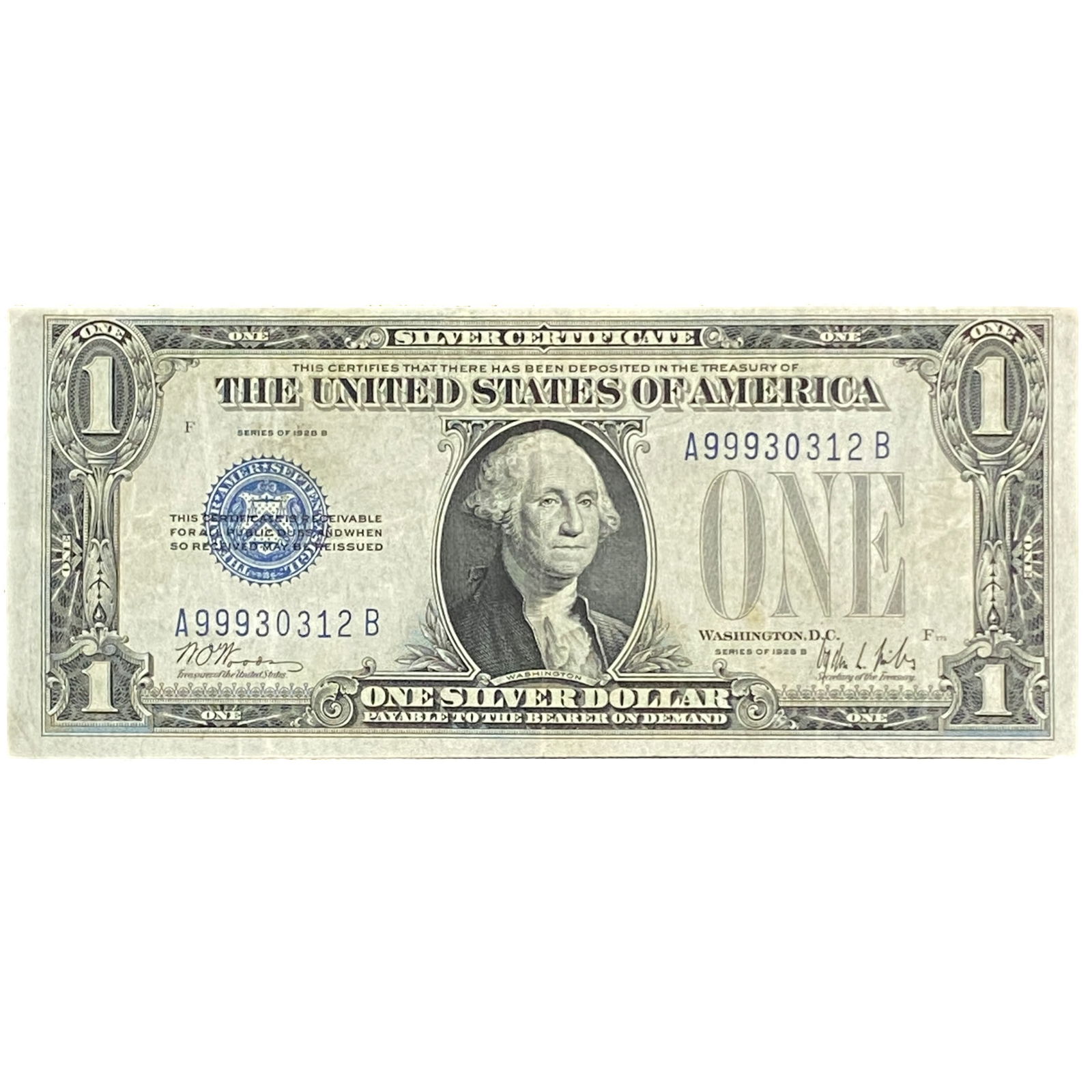 1928-B $1 Silver Certificate Star Error Blue Seal (1 of 2)