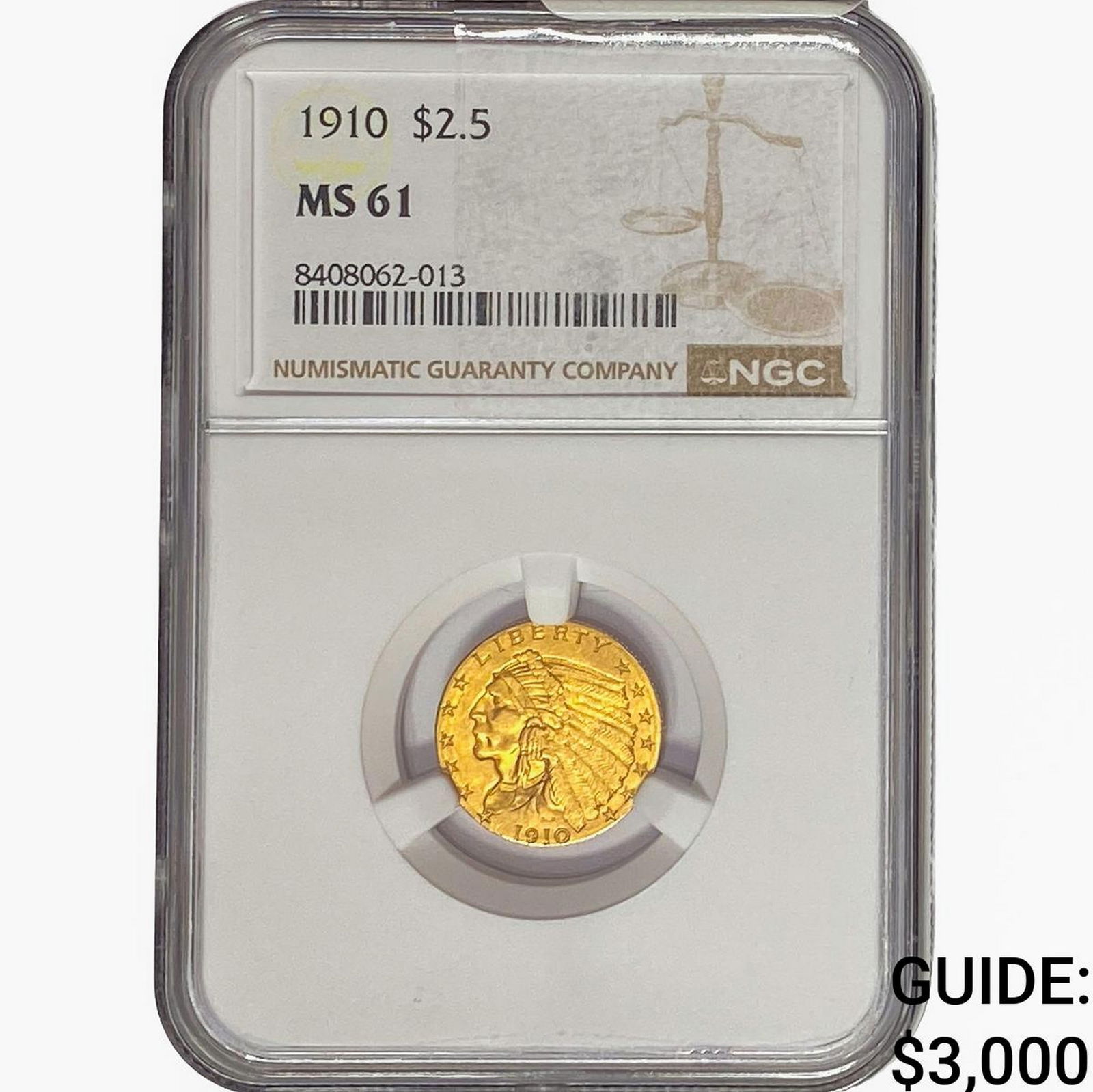 1910 $2.50 Gold Quarter Eagle NGC MS61 (1 of 2)