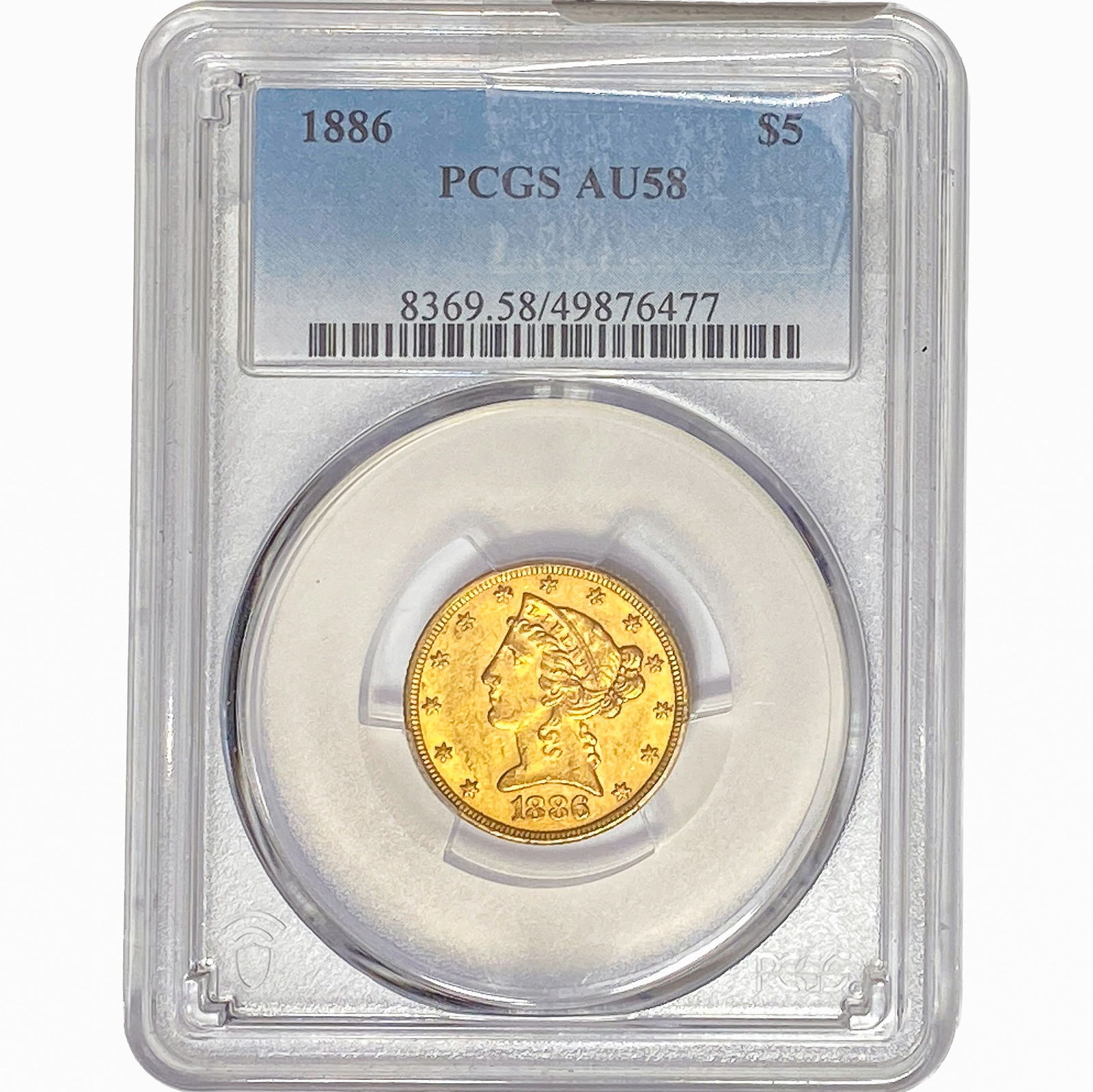 1886 $5 Gold Half Eagle PCGS AU58 (1 of 2)