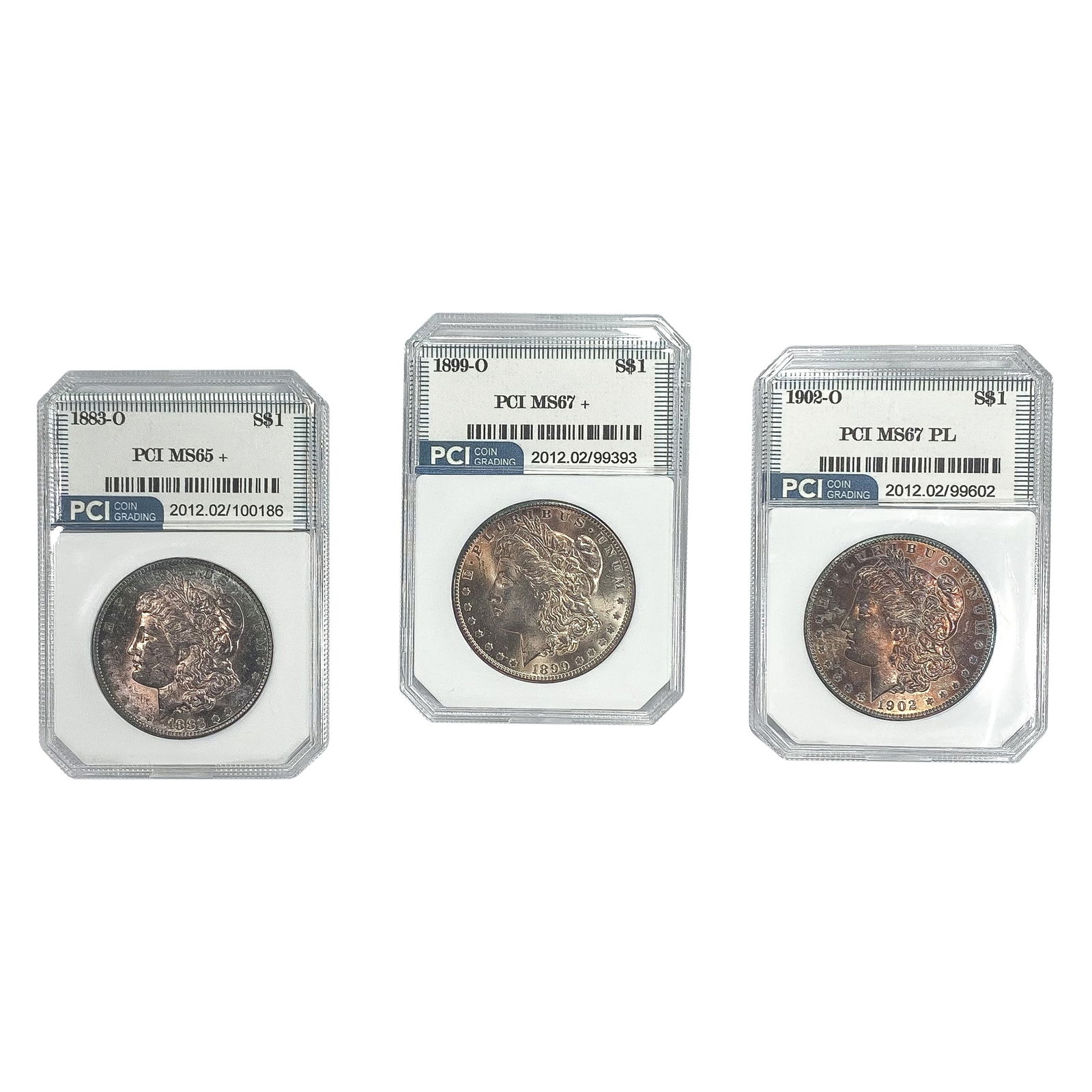 [3 Coins] 1883-1902 Morgan Silver Dollar PCI MS65-67+ PL (1 of 2)