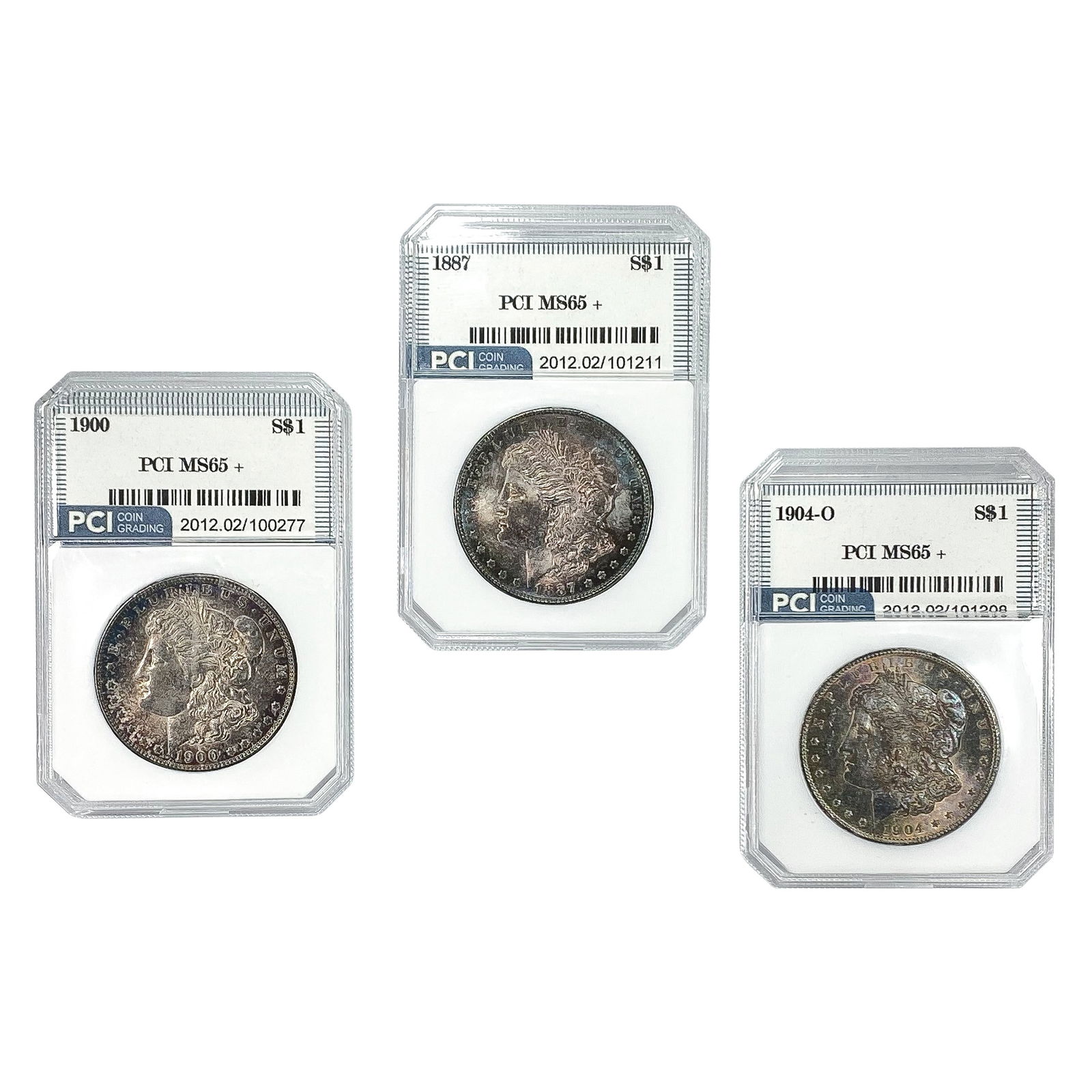 [3 Coins] 1887-1904 Morgan Silver Dollar PCI MS65+ (1 of 2)