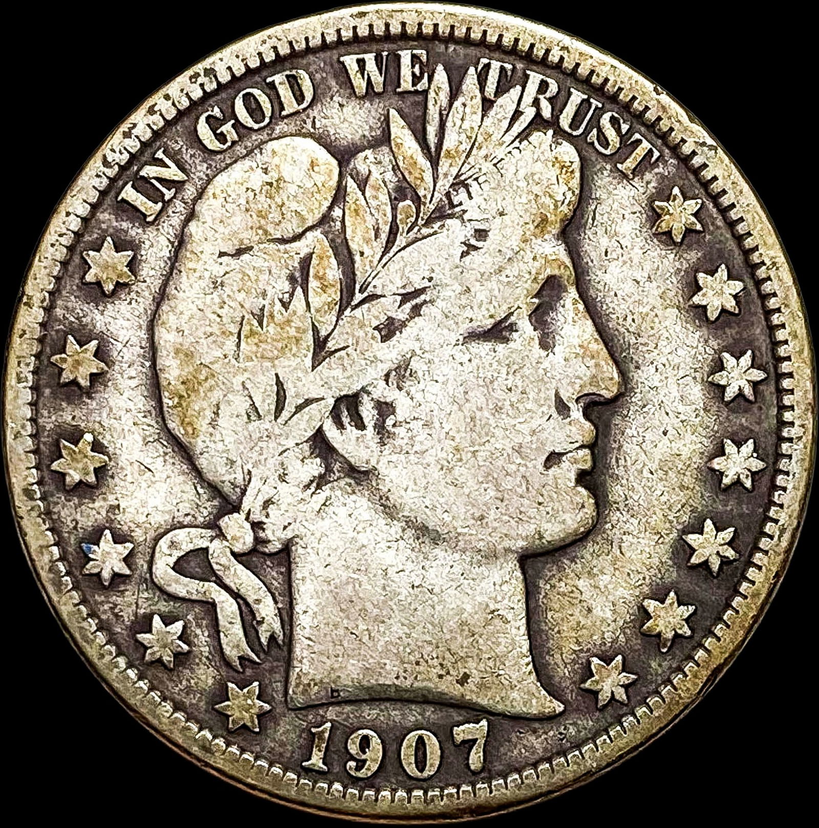 1907-D Silver Barber Half Dollar NICELY  CIRCULATED (1 of 2)