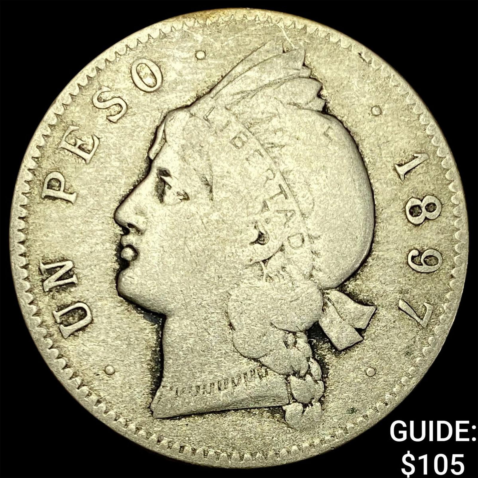 1897A Dominican Rebublic SIlver Peso LIGHTLY CIRCULATED (1 of 2)
