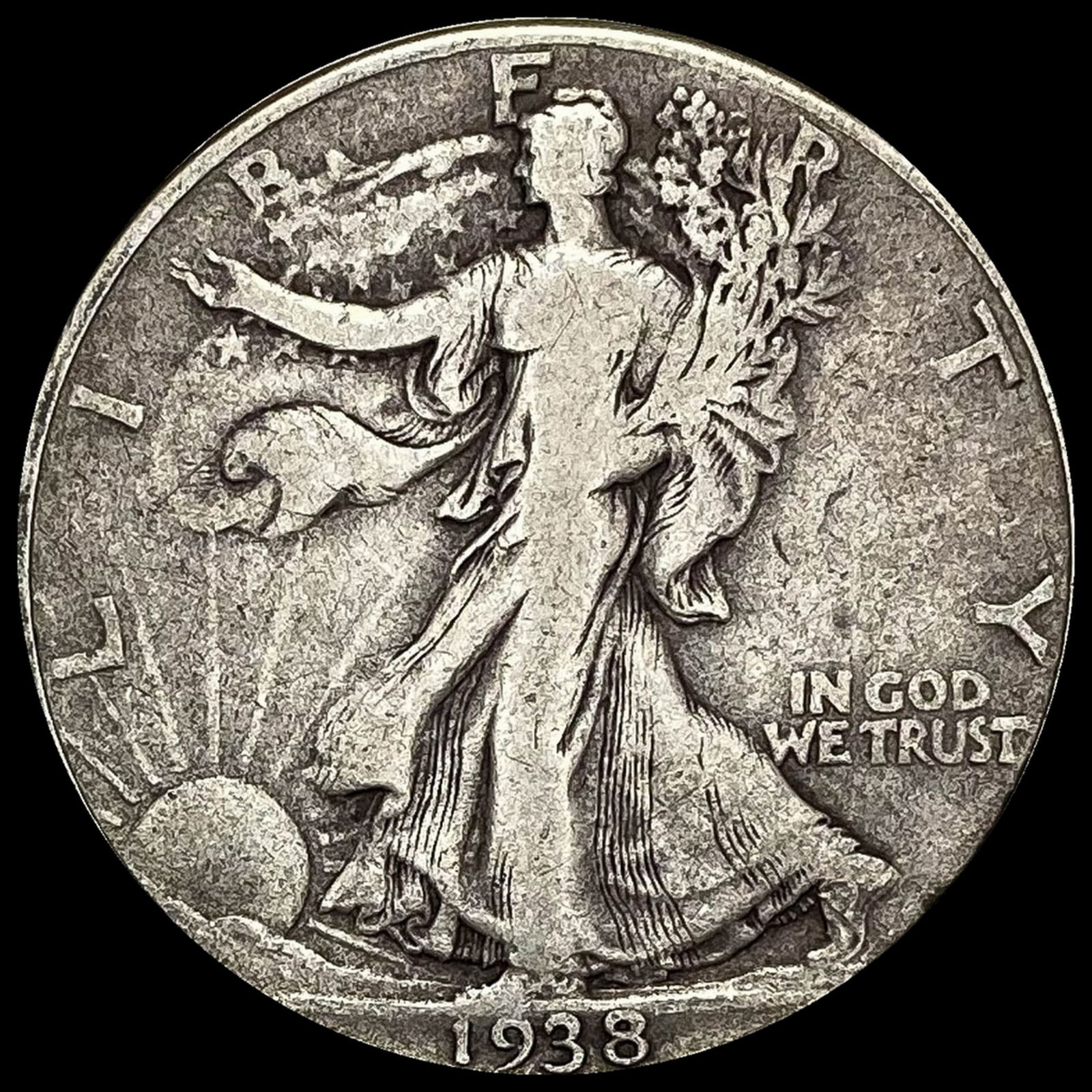 1938-D Silver Half Dollar Walking Liberty LIGHTLY CIRCULATED (1 of 2)