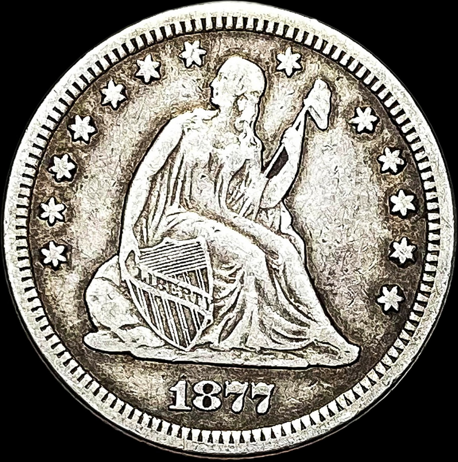 1877-CC Silver Seated Liberty Quarter LIGHTLY CIRCULATED: 1877-CC Silver Seated Liberty Quarter LIGHTLY CIRCULATED