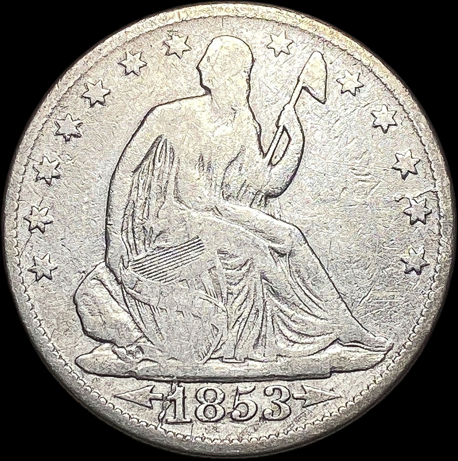 1853-O Arrows/Rays Seated Liberty Half Dollar  NICELY CIRCULATED (1 of 2)
