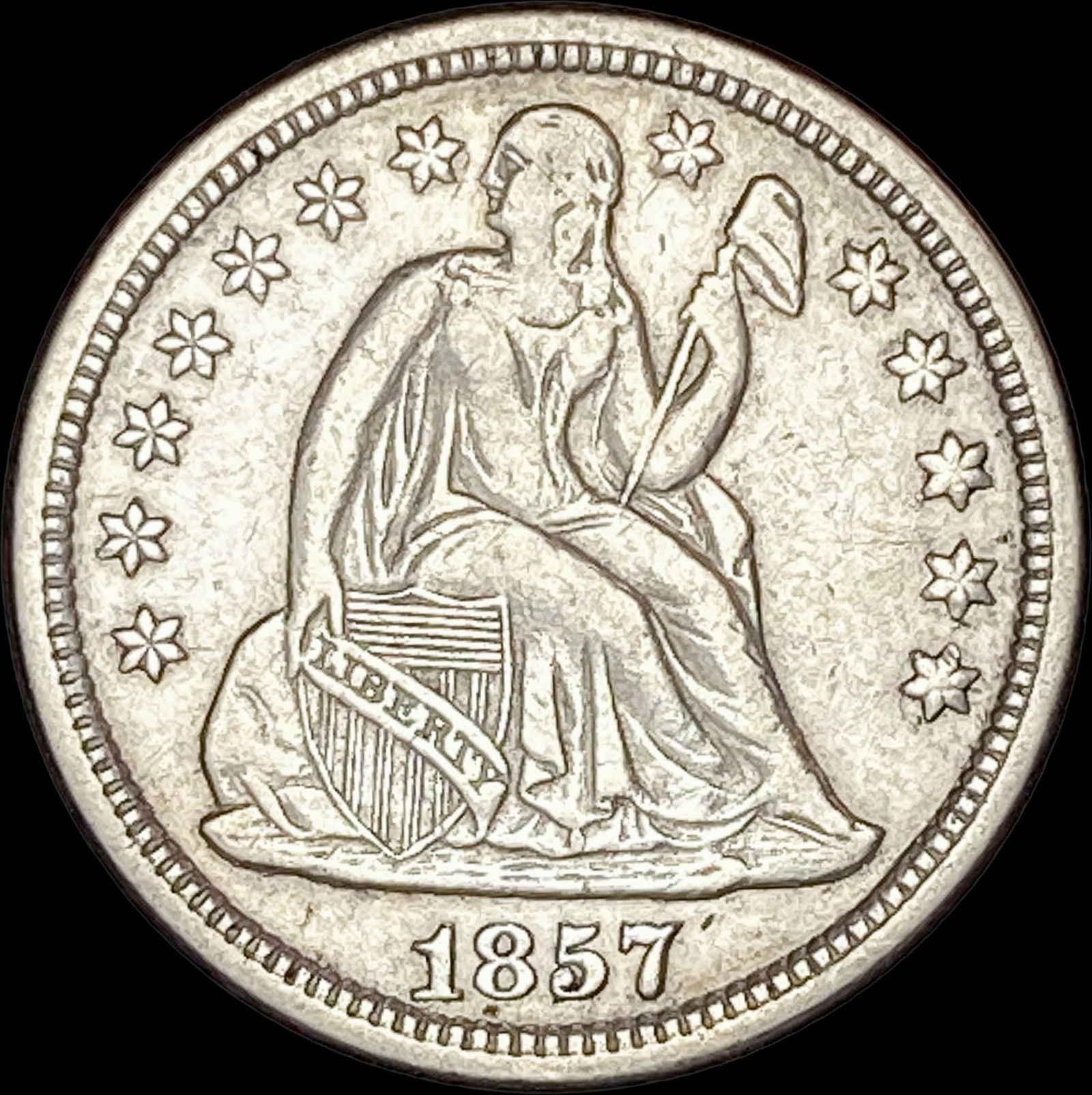 1857 Seated Liberty Dime CLOSELY UNCIRCULATED (1 of 2)