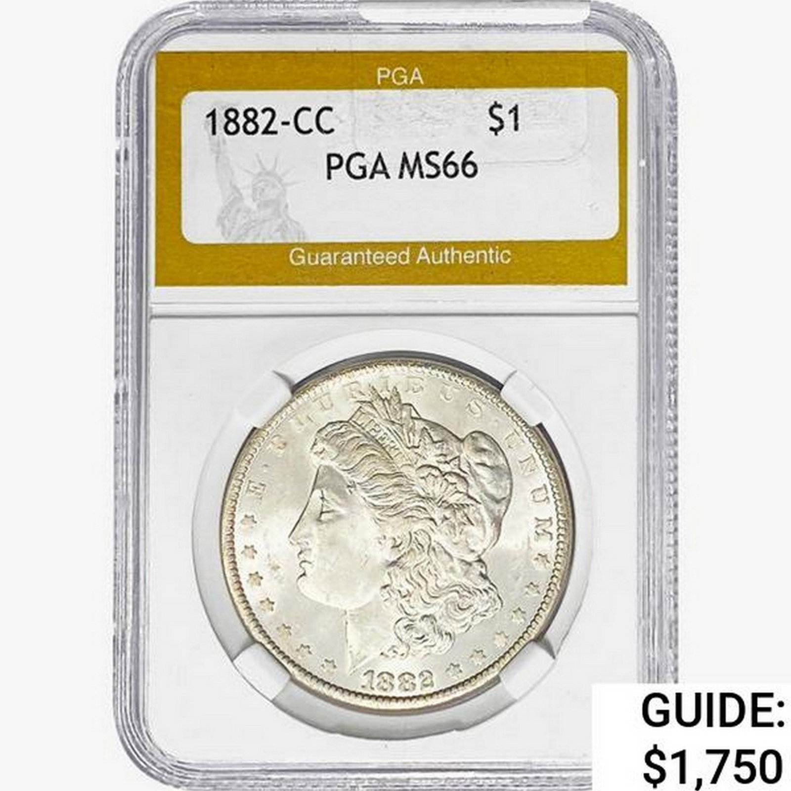 1882-CC Morgan Silver Dollar PGA MS66: 1882-CC Morgan Silver Dollar PGA MS66