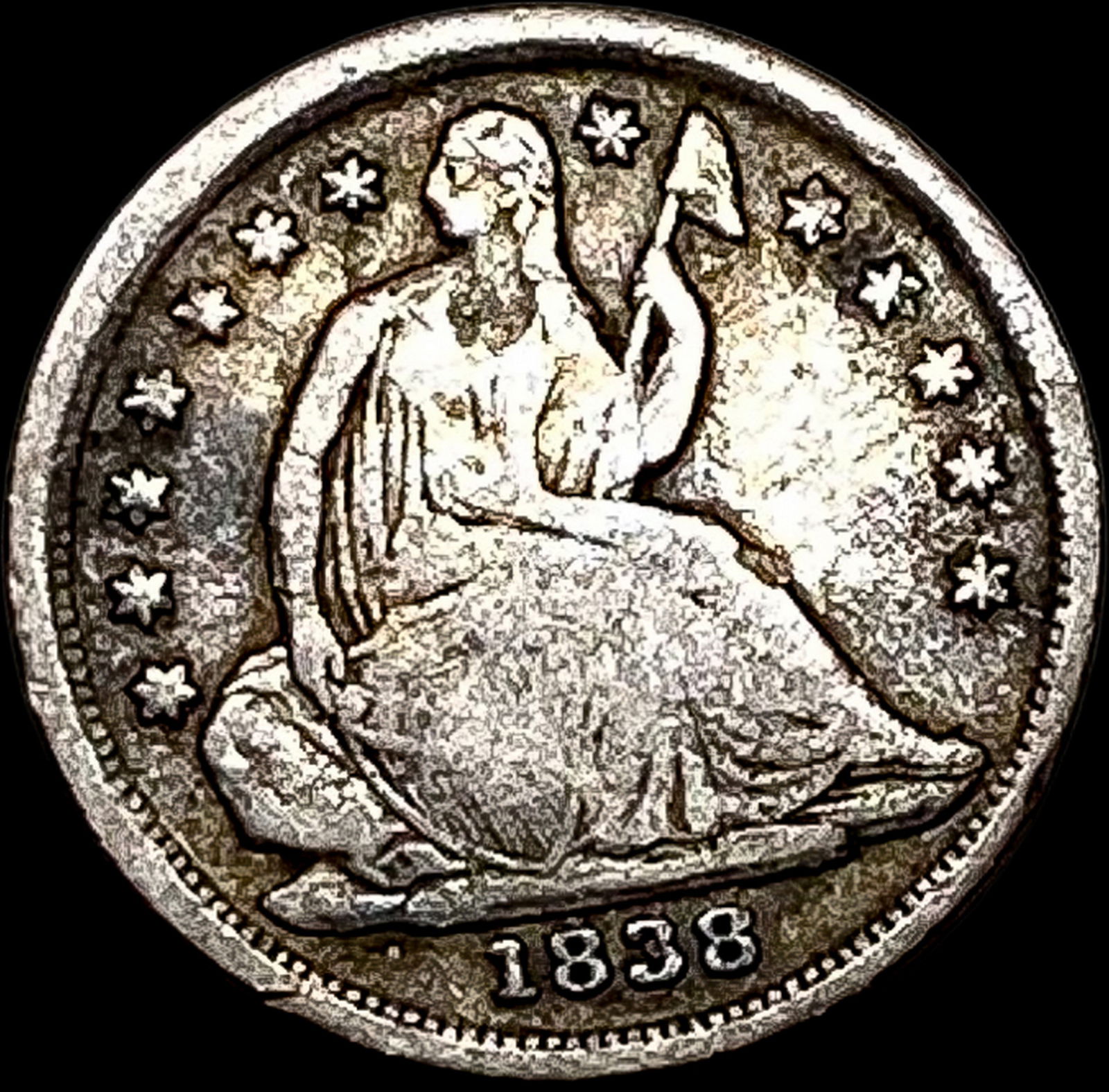 1838 Seated Liberty Half Dime LIGHTLY CIRCULATED (1 of 2)