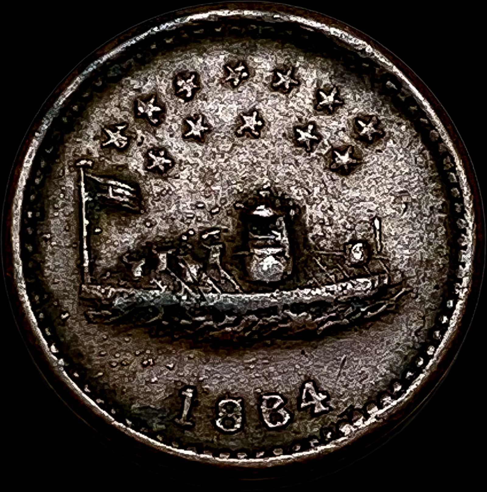 1884 Civil War Token Our Navy NEARLY UNCIRCULATED (1 of 2)