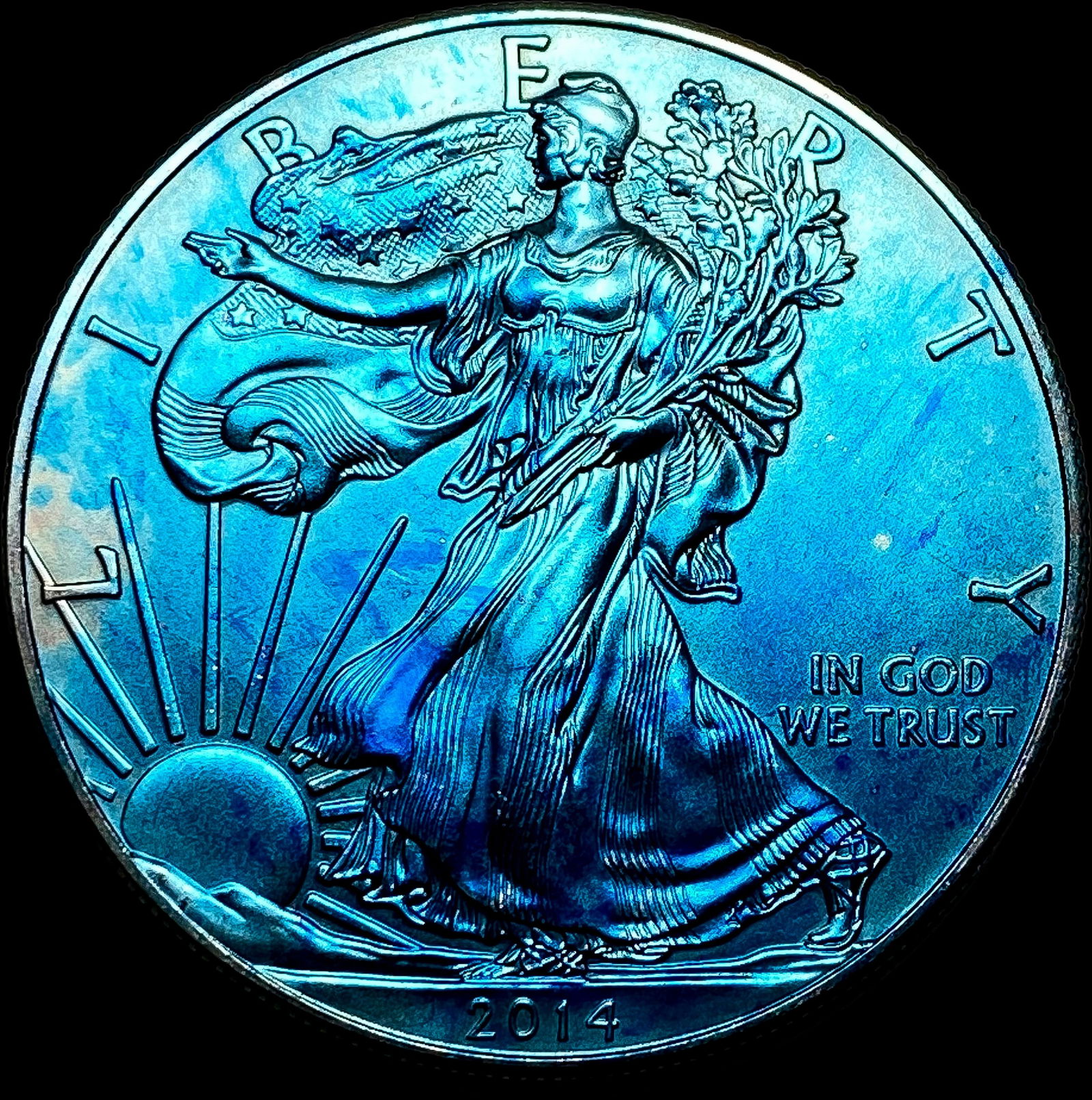 2014 Toned 1oz Silver American Eagle $1 SUPERB GEM BU (1 of 2)