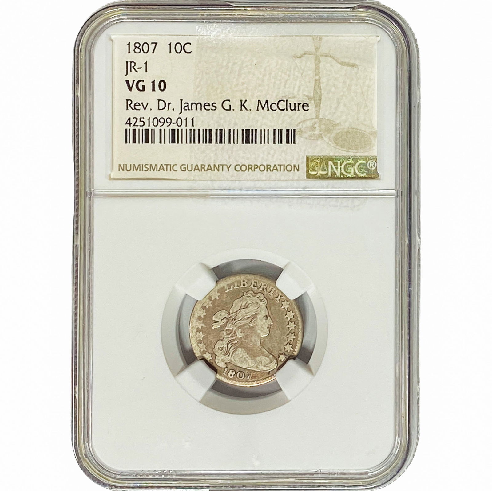 1807 Draped Bust Dime NGC VG10 JR-1 (1 of 2)