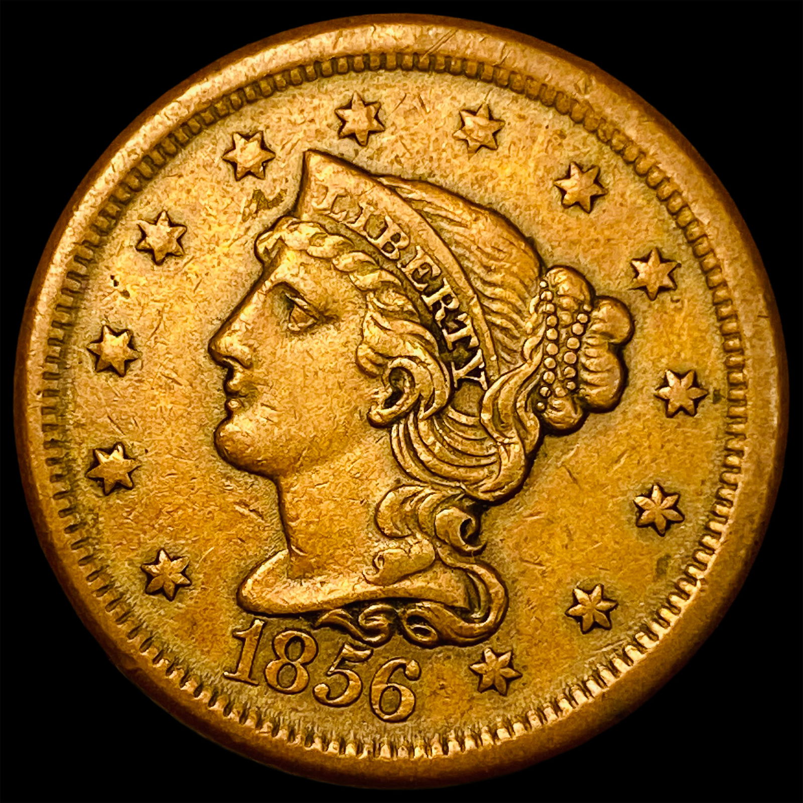 1856 Braided Hair Large Cent NEARLY UNCIRCULATED (1 of 2)
