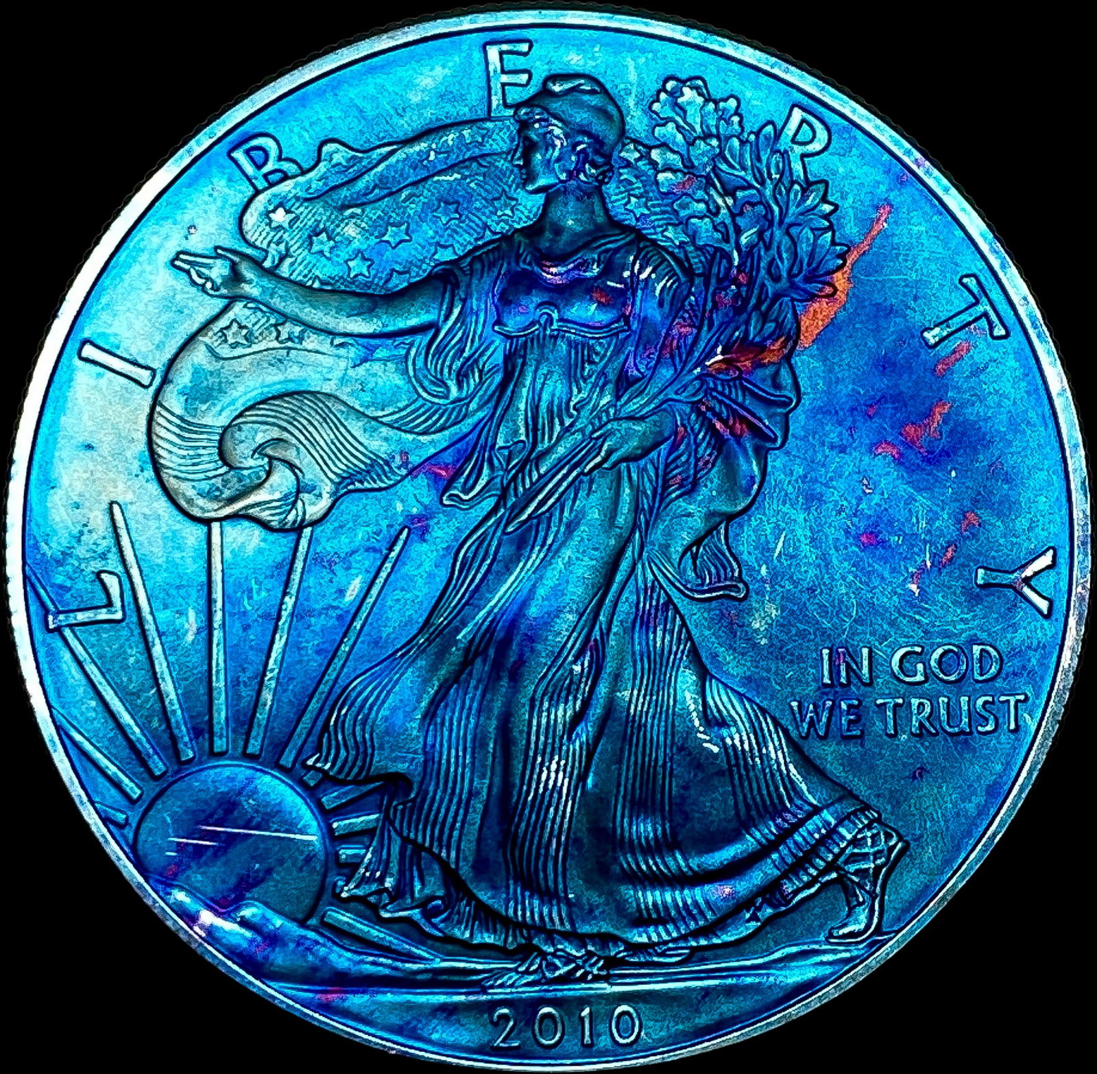 2010 Toned 1oz Silver American Eagle $1 SUPERB GEM BU (1 of 2)