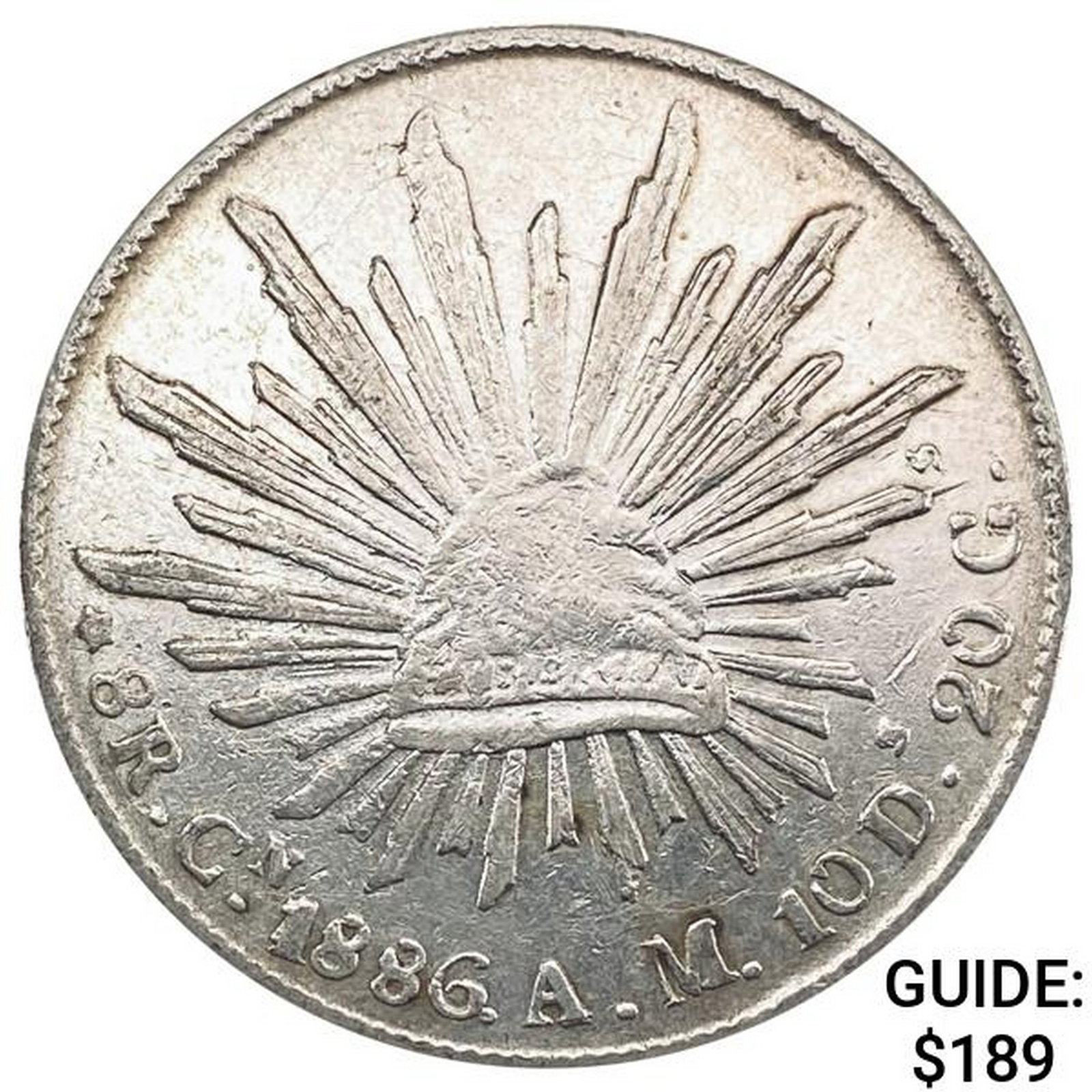 1886Cn AM Mexico Silver 8 Reales CLOSELY UNCIRCULATED: 1886Cn AM Mexico Silver 8 Reales CLOSELY UNCIRCULATED