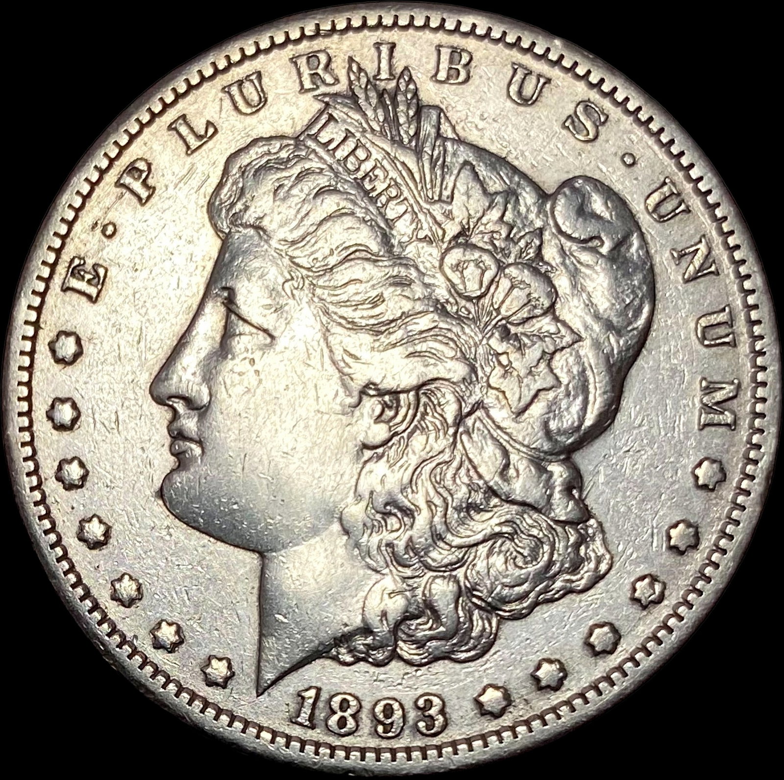1893-CC Silver Morgan Dollar CLOSELY UNCIRCULATED: 1893-CC Silver Morgan Dollar CLOSELY UNCIRCULATED
