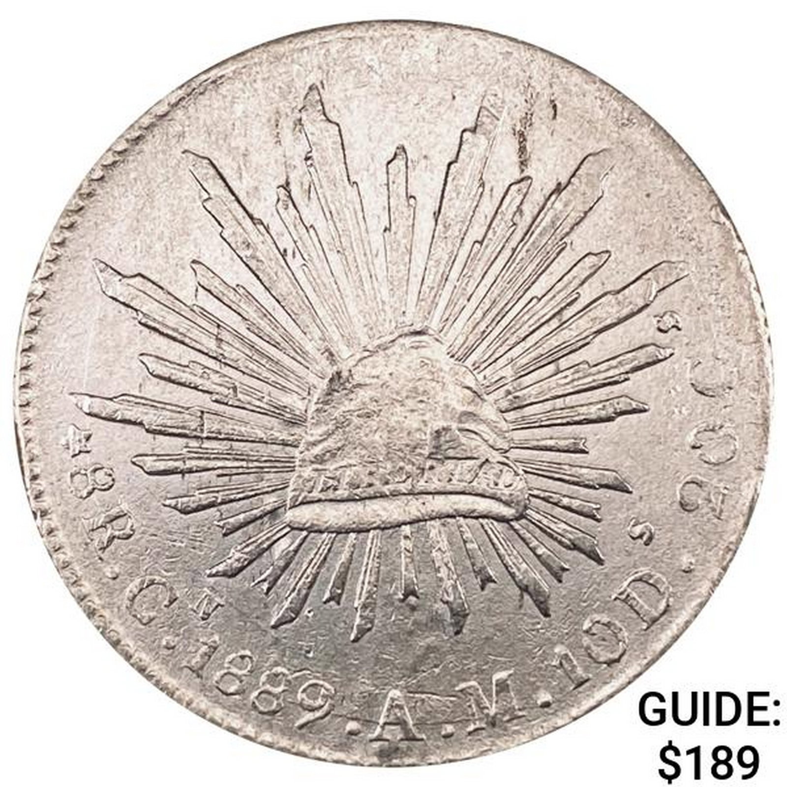 1889Cn AM Mexico Silver 8 Reales CLOSELY UNCIRCULATED: 1889Cn AM Mexico Silver 8 Reales CLOSELY UNCIRCULATED