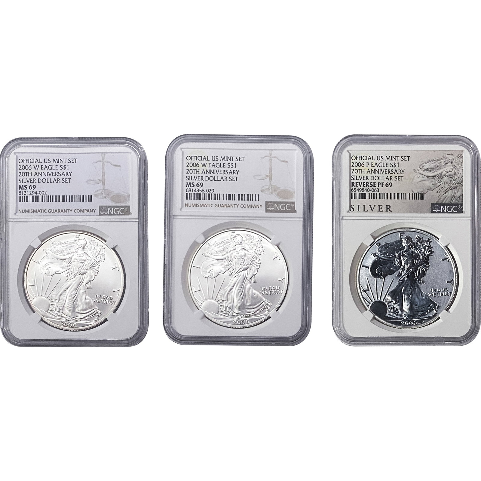 [3 Coins]2006 Silver Eagle NGC MS/PF69: [3 Coins]2006 Silver Eagle NGC MS/PF69