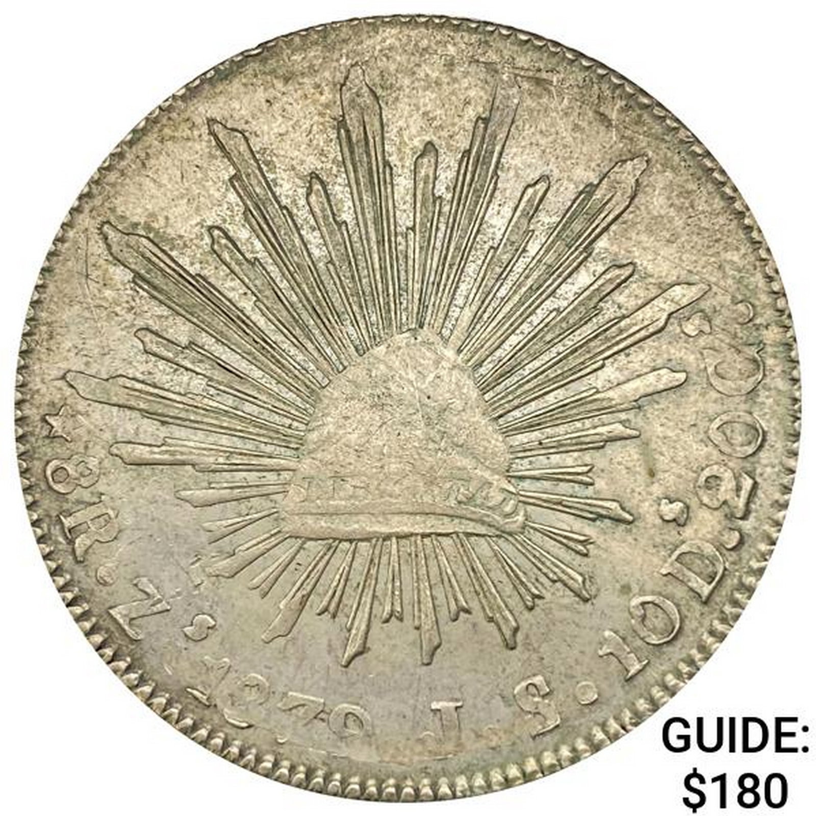 1879Zs JS Mexico Silver 8 Reales NEARLY UNCIRCULATED: 1879Zs JS Mexico Silver 8 Reales NEARLY UNCIRCULATED