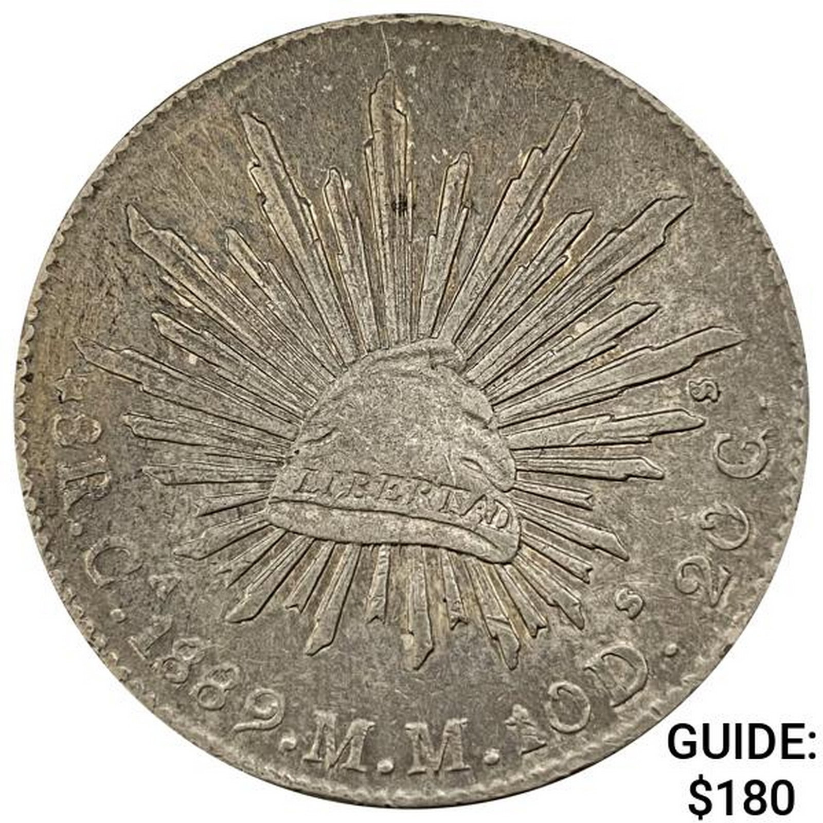 1889Ca MM Mexico Silver 8 Reales NEARLY UNCIRCULATED: 1889Ca MM Mexico Silver 8 Reales NEARLY UNCIRCULATED
