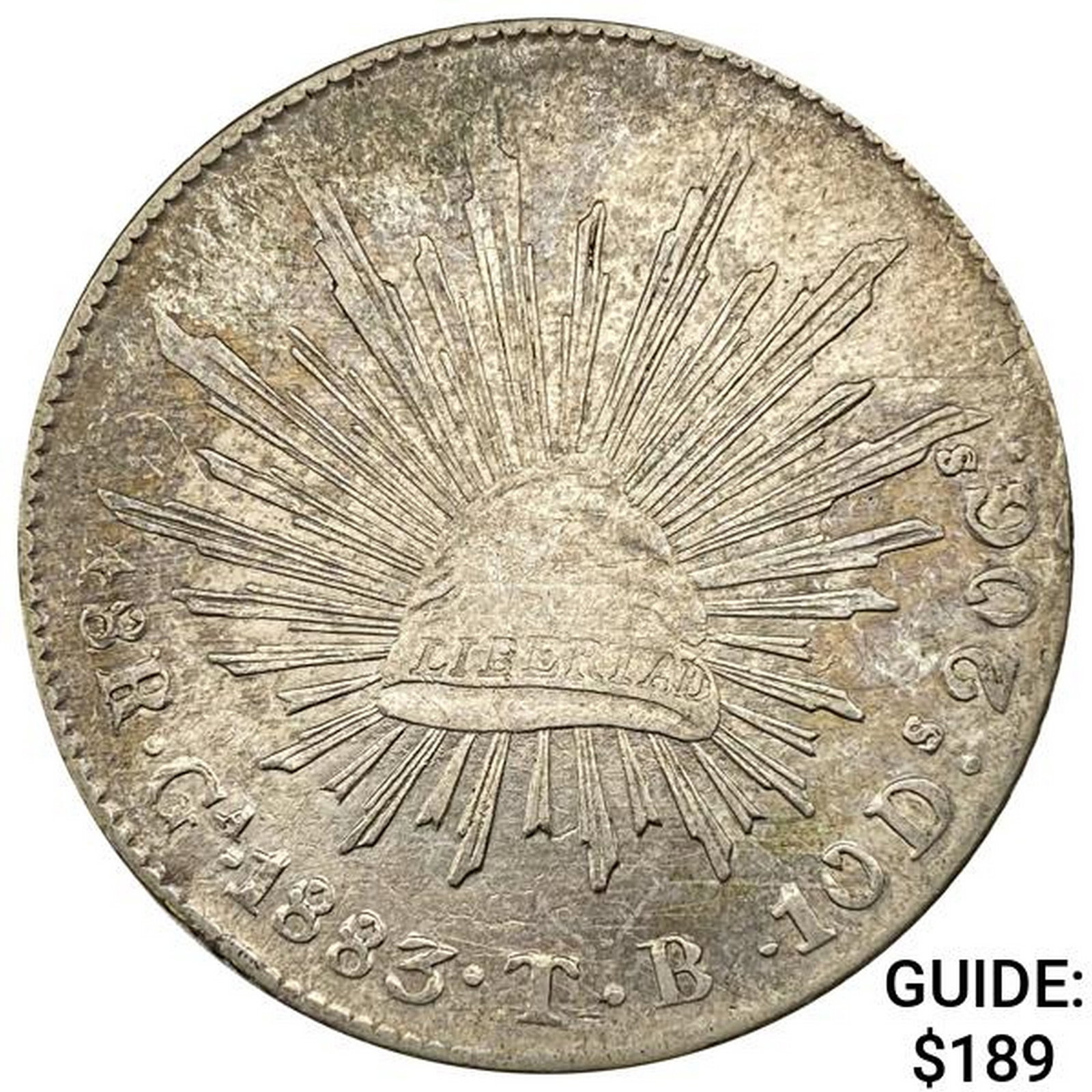 1883Ga TB Mexico Silver 8 Reales NEARLY UNCIRCULATED: 1883Ga TB Mexico Silver 8 Reales NEARLY UNCIRCULATED