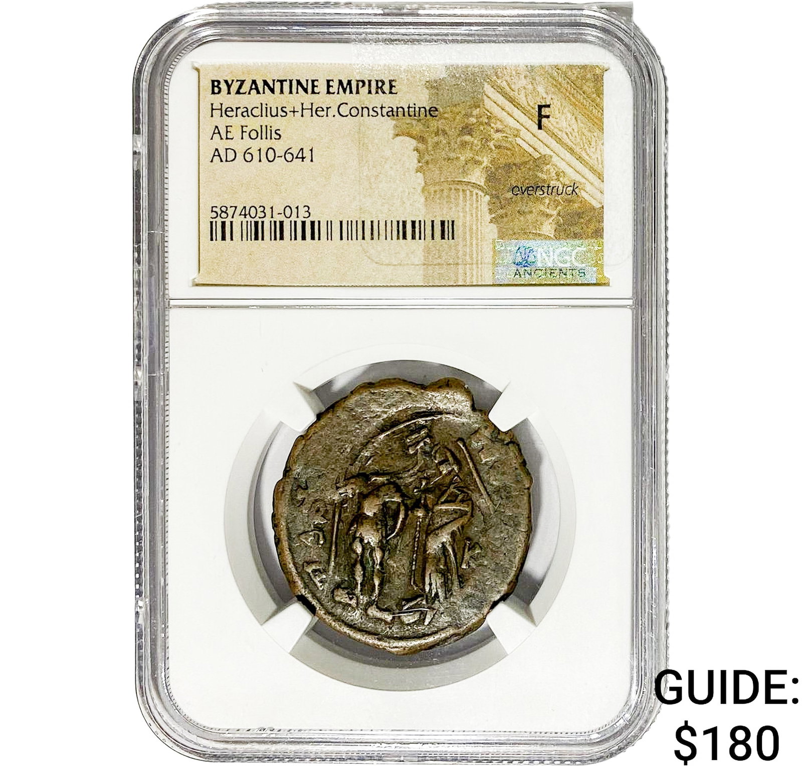 Byzantine Heraclius AD 610-641 Bronze Follis F: Byzantine Heraclius AD 610-641 Bronze Follis F