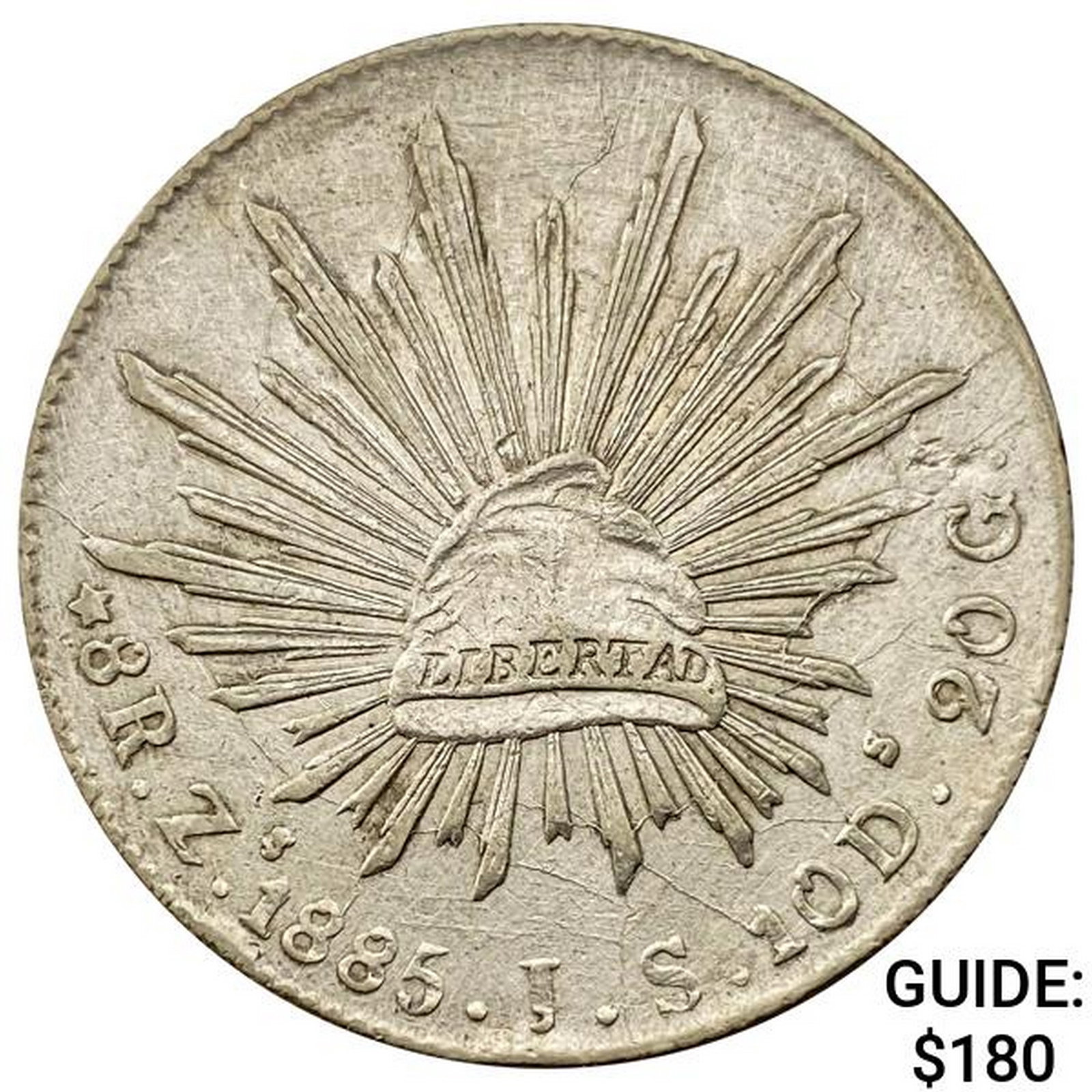 1885Zs JS Mexico Silver 8 Reales CLOSELY UNCIRCULATED: 1885Zs JS Mexico Silver 8 Reales CLOSELY UNCIRCULATED