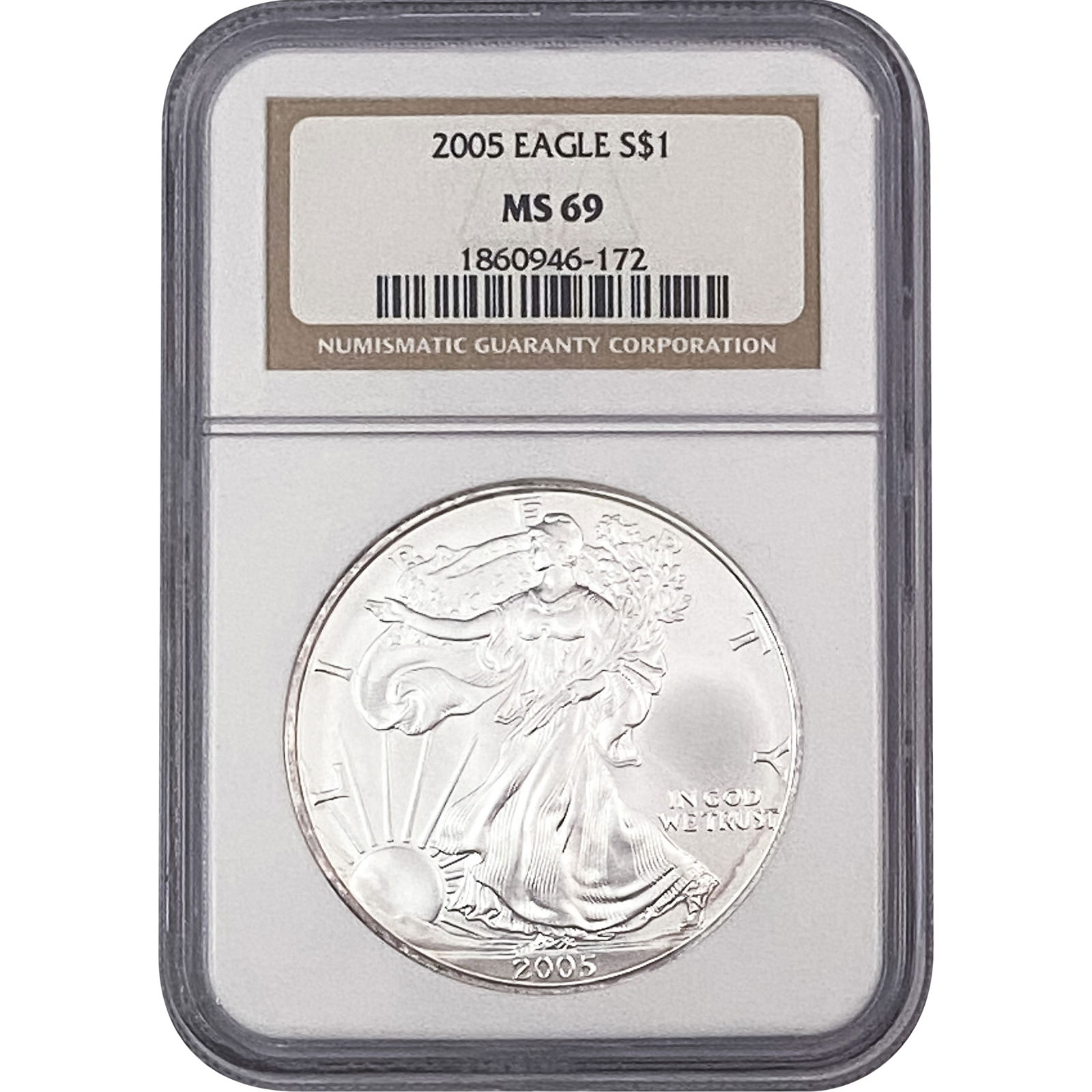 2005 Silver Eagle NGC MS69: 2005 Silver Eagle NGC MS69