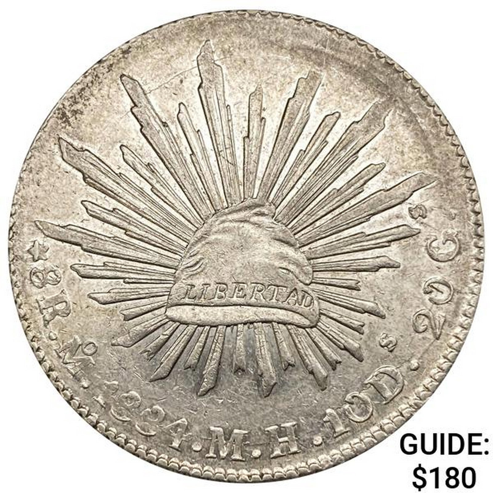 1884Mo MH Mexico Silver 8 Reales CLOSELY UNCIRCULATED: 1884Mo MH Mexico Silver 8 Reales CLOSELY UNCIRCULATED