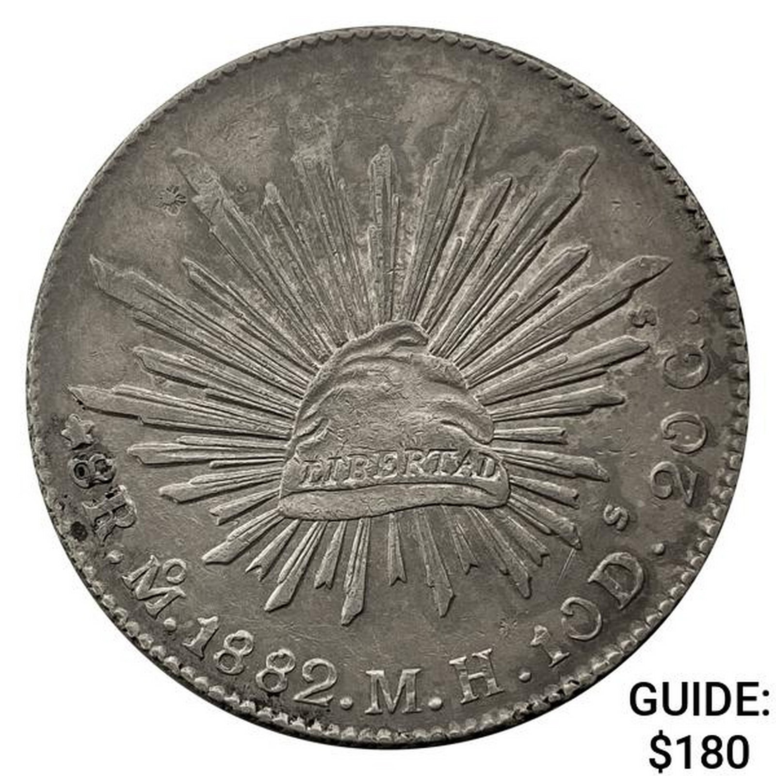 1882Mo MH Mexico Silver 8 Reales CLOSELY UNCIRCULATED: 1882Mo MH Mexico Silver 8 Reales CLOSELY UNCIRCULATED