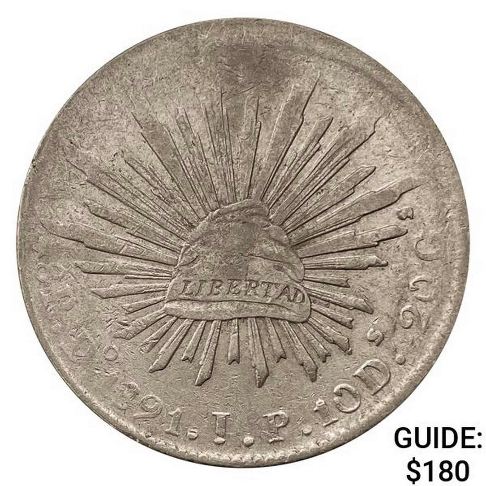 1891Do JP Mexico Silver 8 Reales NEARLY UNCIRCULATED: 1891Do JP Mexico Silver 8 Reales NEARLY UNCIRCULATED