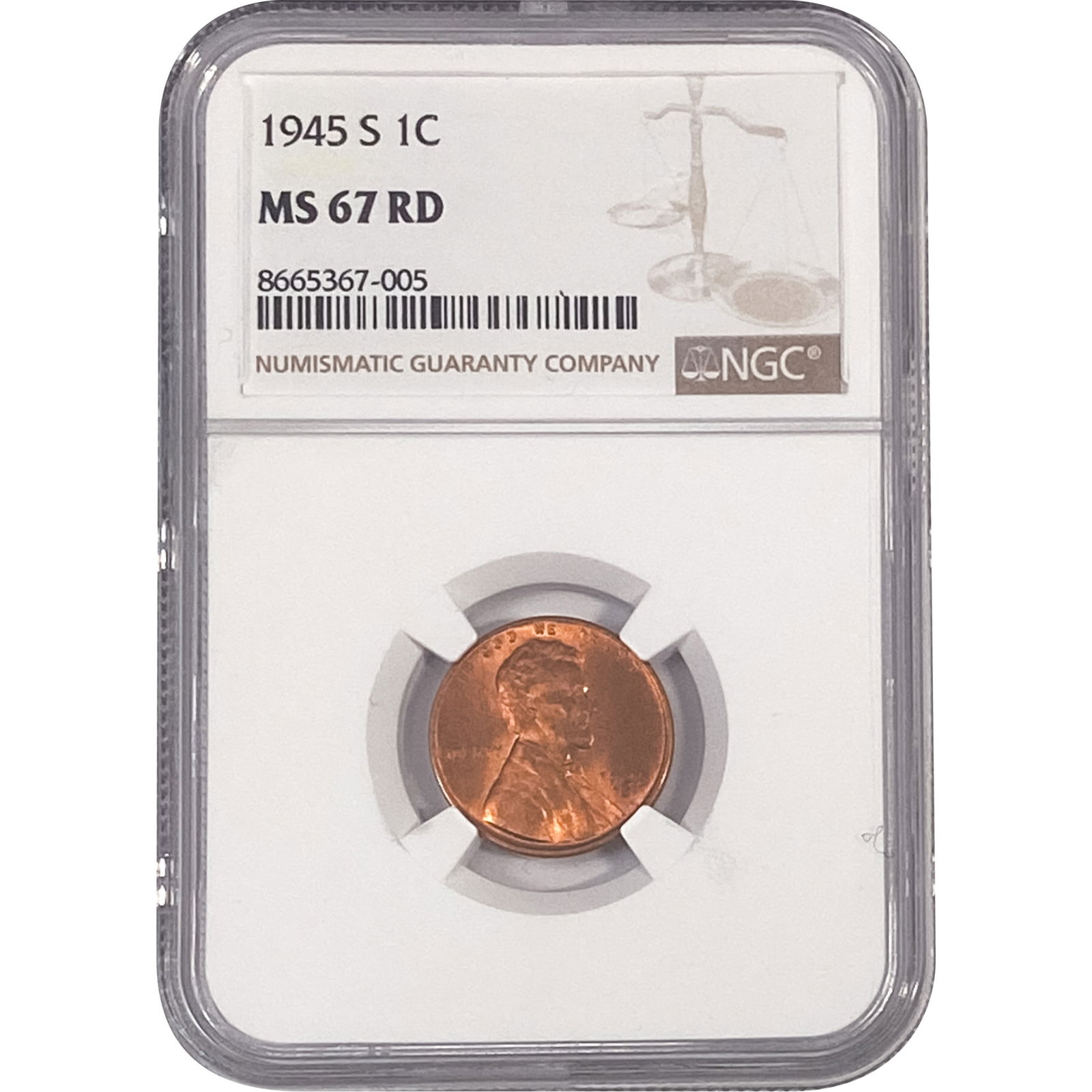 1945-S Wheat Cent NGC MS67 RD (1 of 2)