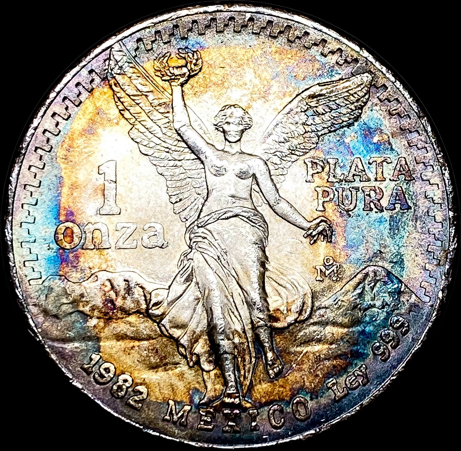 1982 Toned Mexico Silver Onza Libertad GEM BU: 1982 Toned Mexico Silver Onza Libertad GEM BU