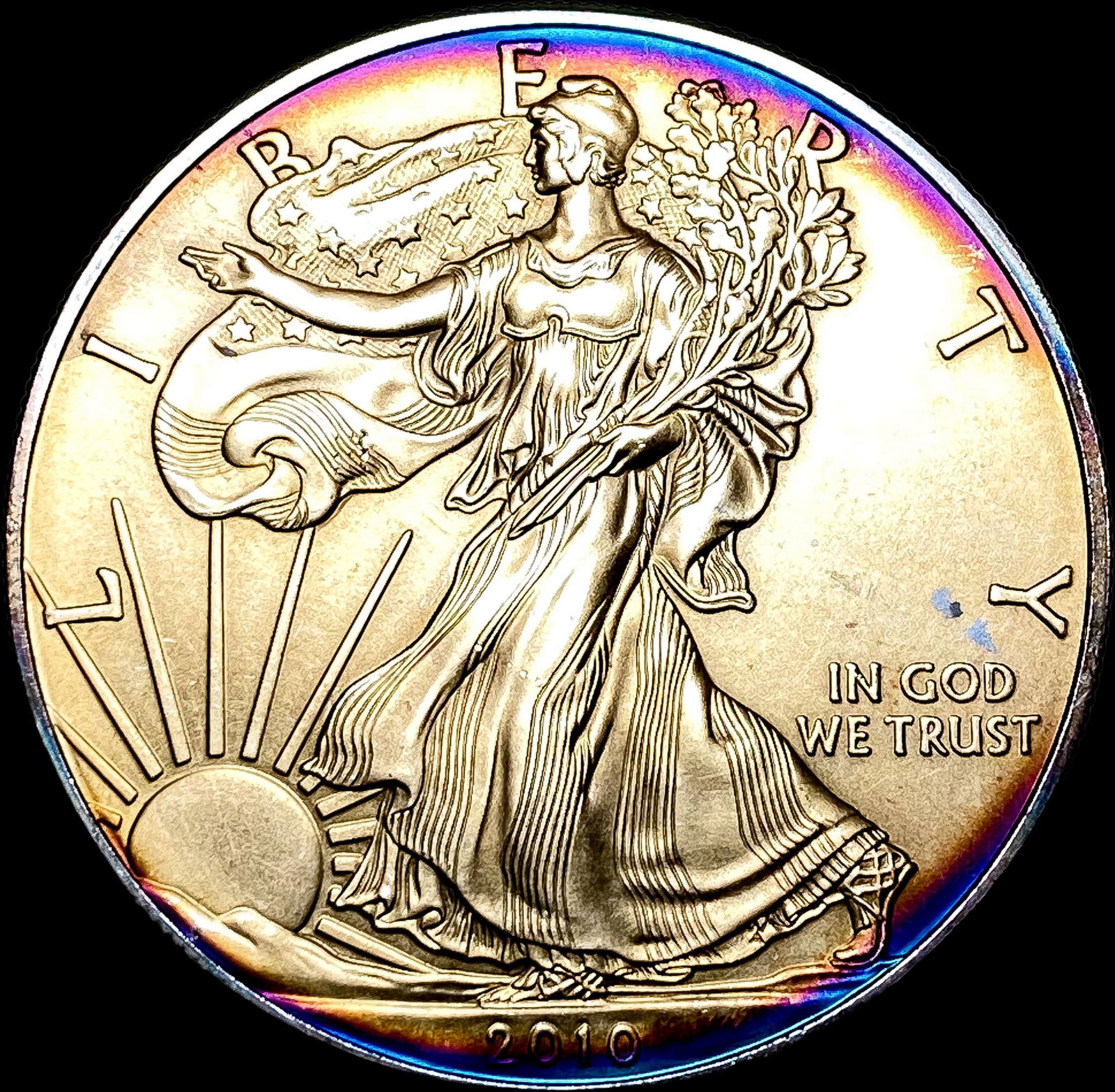 2010 Toned 1oz Silver American Eagle SUPERB GEM BU (1 of 2)