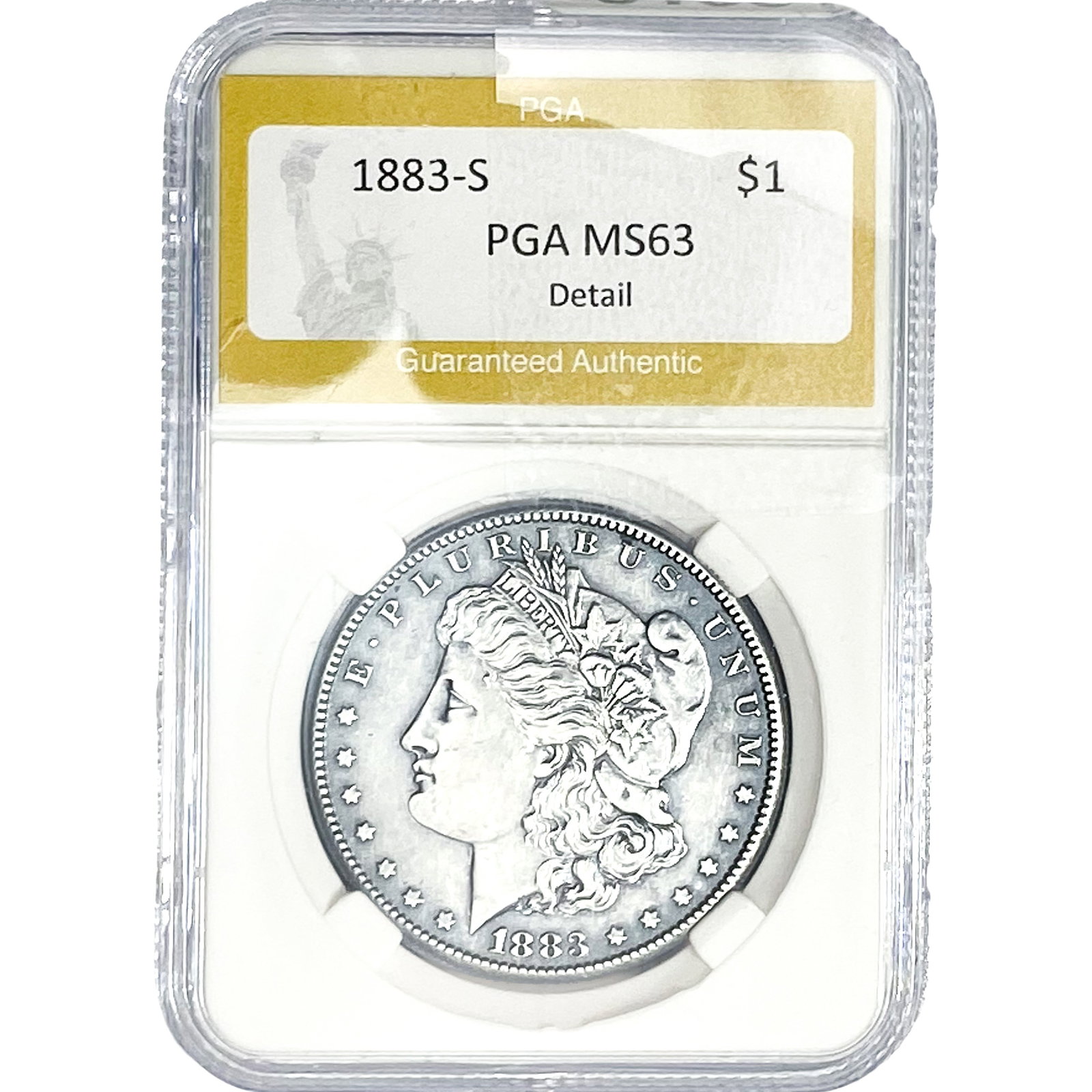 1883-S Morgan Silver Dollar PGA MS63 Detail: 1883-S Morgan Silver Dollar PGA MS63 Detail
