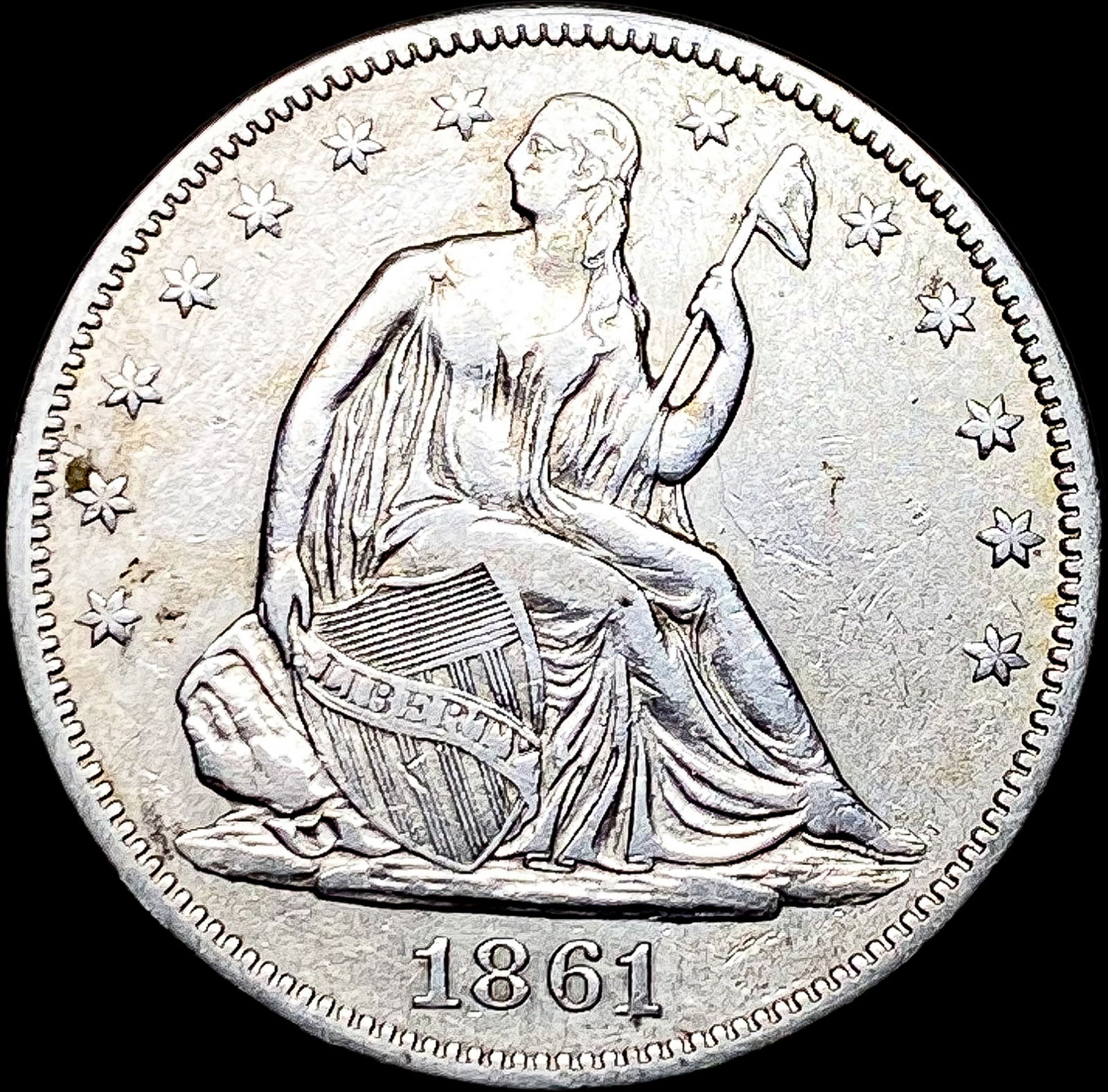 1861 Seated Liberty Half Dollar NEARLY UNCIRCULATED (1 of 2)