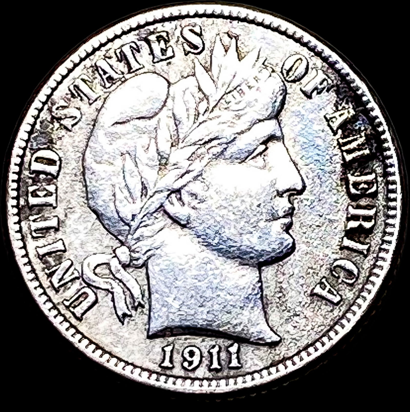 1911-S Silver Barber Dime NEARLY UNCIRCULATED (1 of 2)