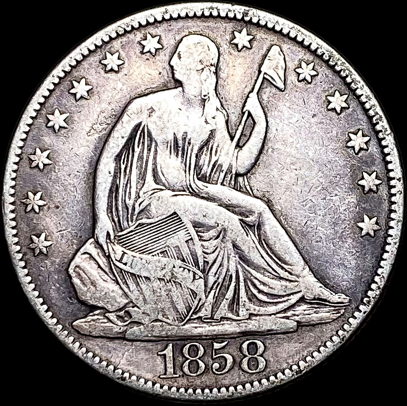 1858-O Seated Liberty Half Dollar LIGHTLY CIRCULATED (1 of 2)