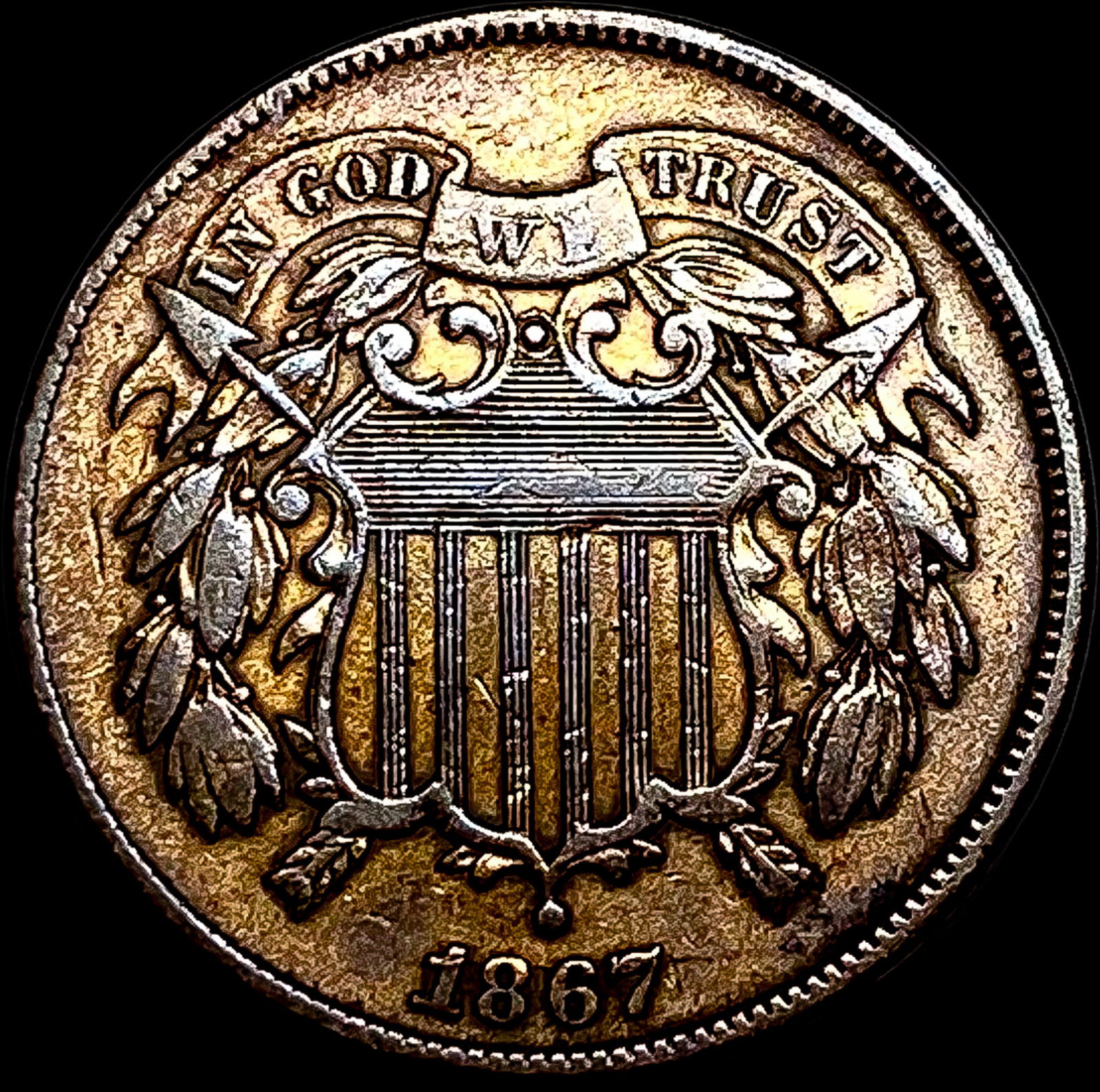 1867 Two-Cent Piece NEARLY UNCIRCULATED (1 of 2)
