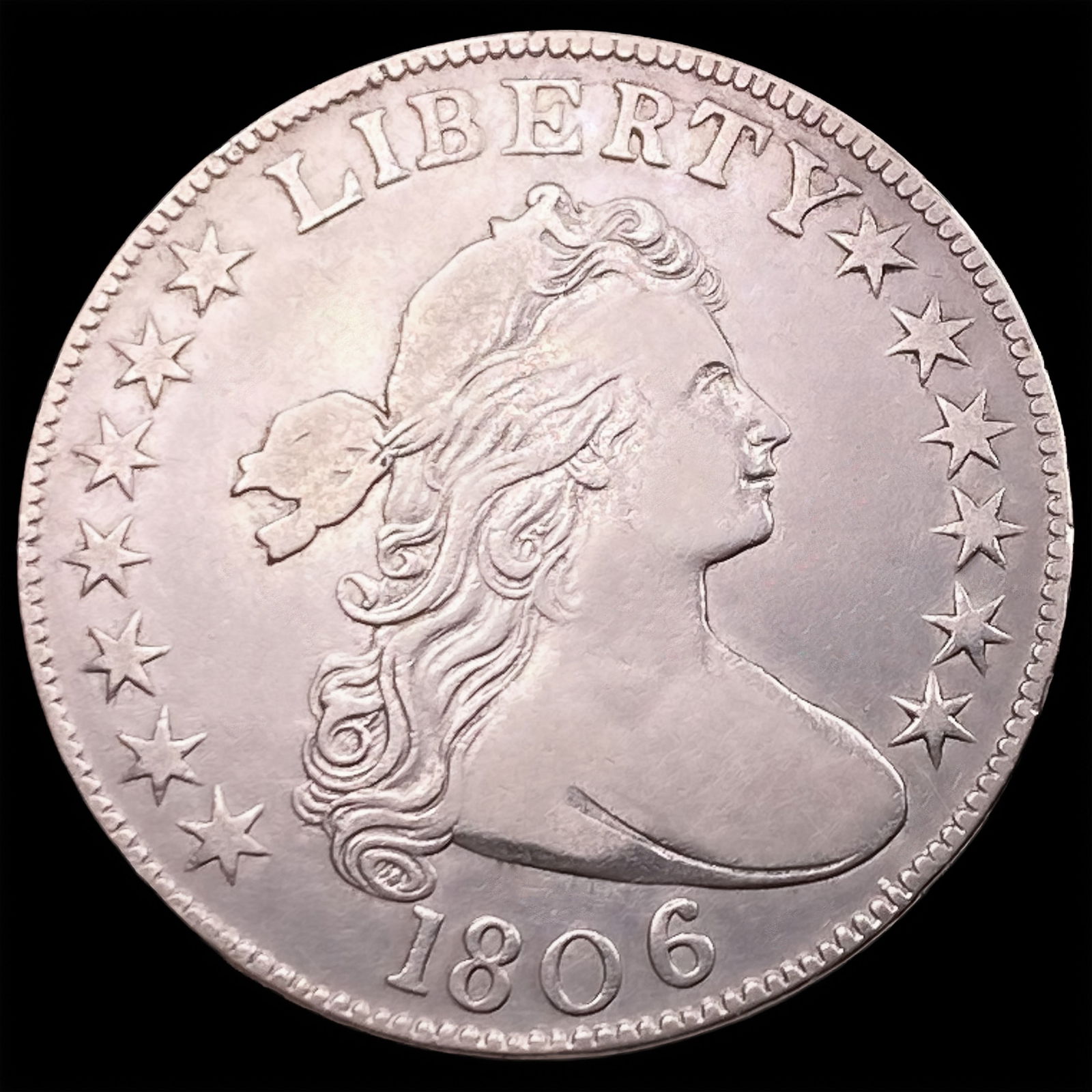 1806 Knob 6 Small Stars Draped Bust Half Dollar NEARLY UNCIRCULATED (1 of 2)