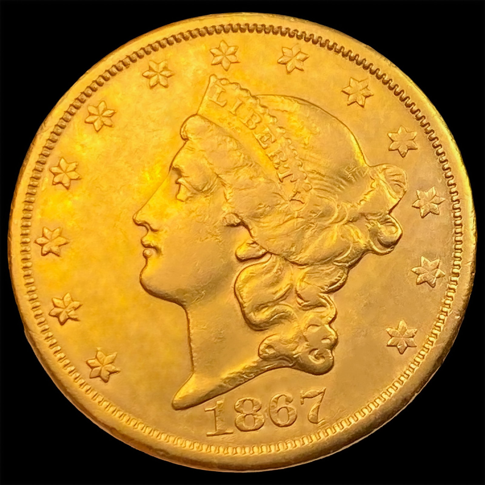 1867-S $20 Gold Double Eagle CHOICE AU: 1867-S $20 Gold Double Eagle CHOICE AU