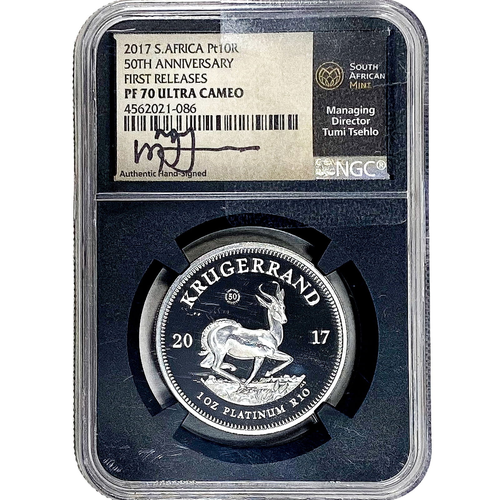 2017 S.Africa 1OZ Platinum 10 Krugerrand 50th Anni NGC PF70 UC (1 of 2)