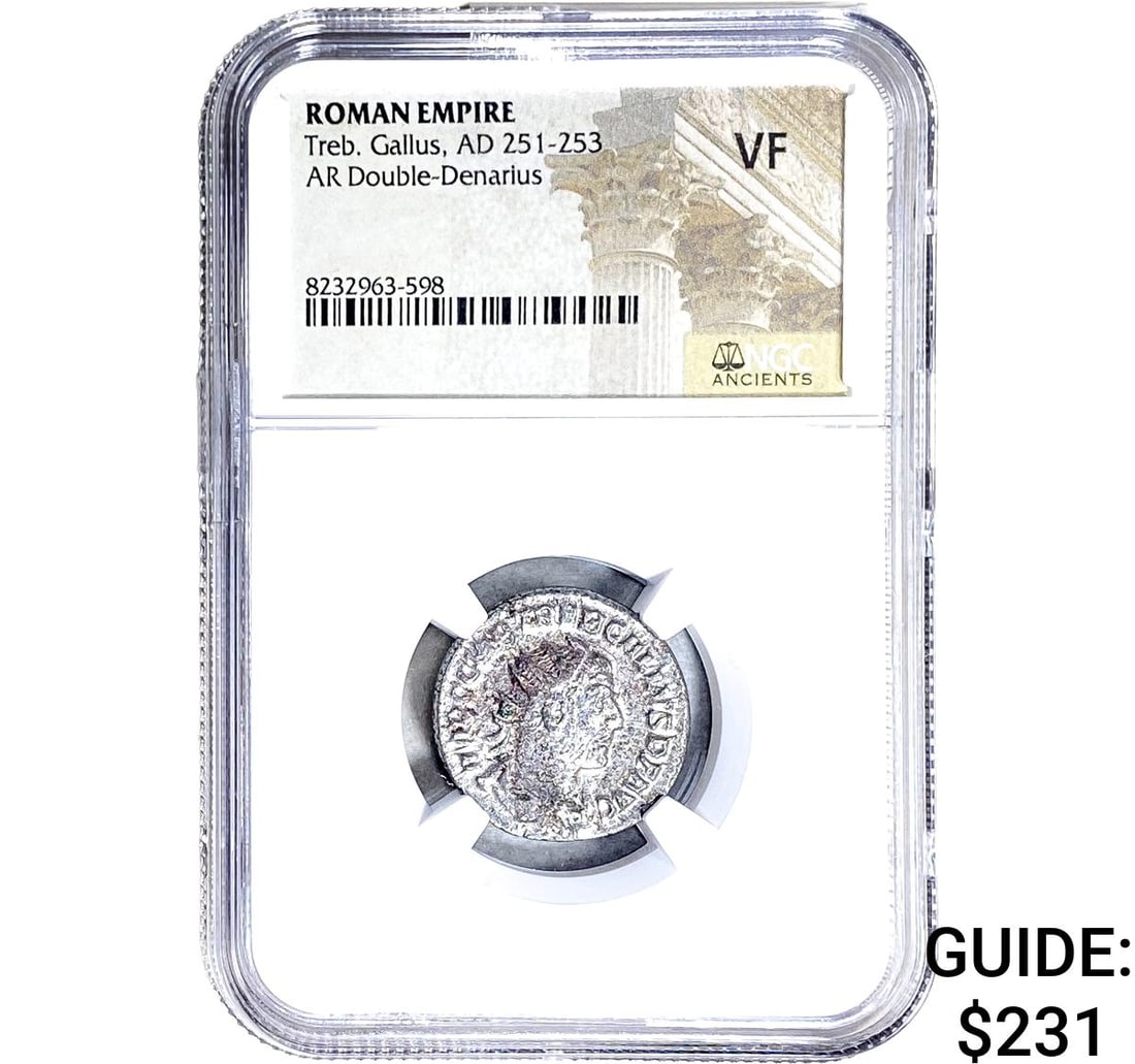 Roman Treb.Gallus, AD 251-253 AR Dbl-Denarius NGC VF: Roman Treb.Gallus, AD 251-253 AR Dbl-Denarius NGC VF
