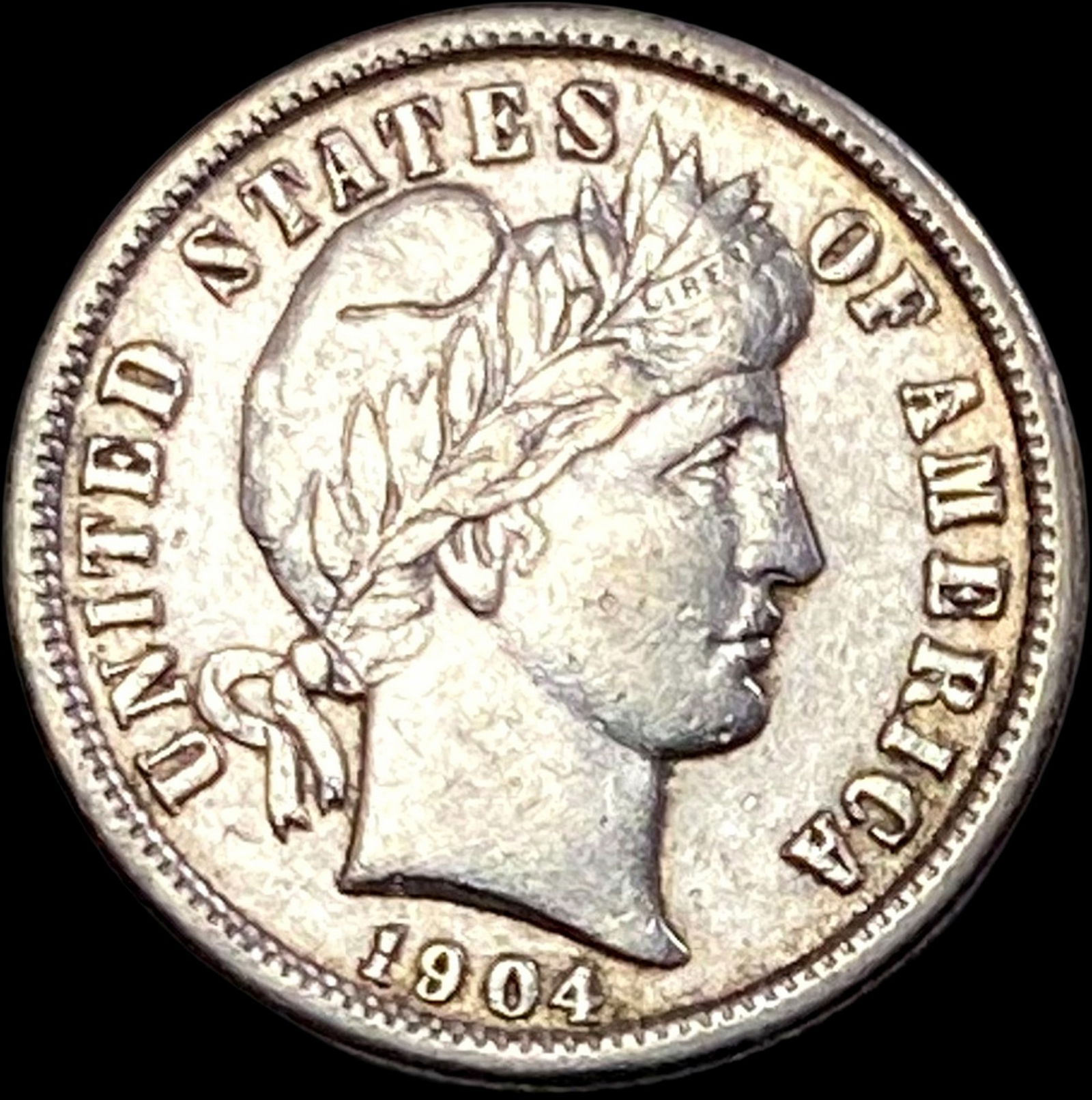 1904 Silver Barber Dime NEARLY UNCIRCULATED (1 of 2)